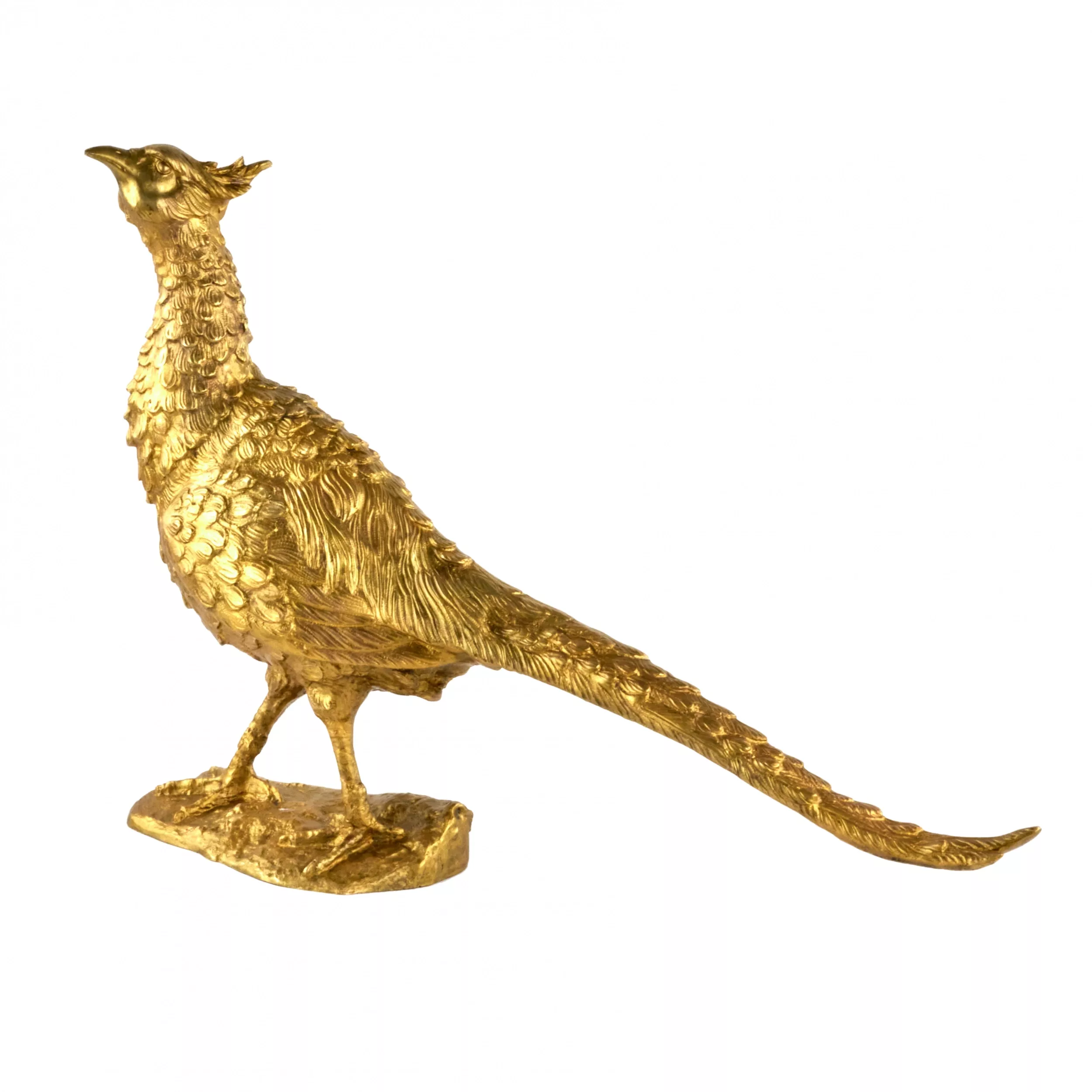 Faisan en bronze dore. 