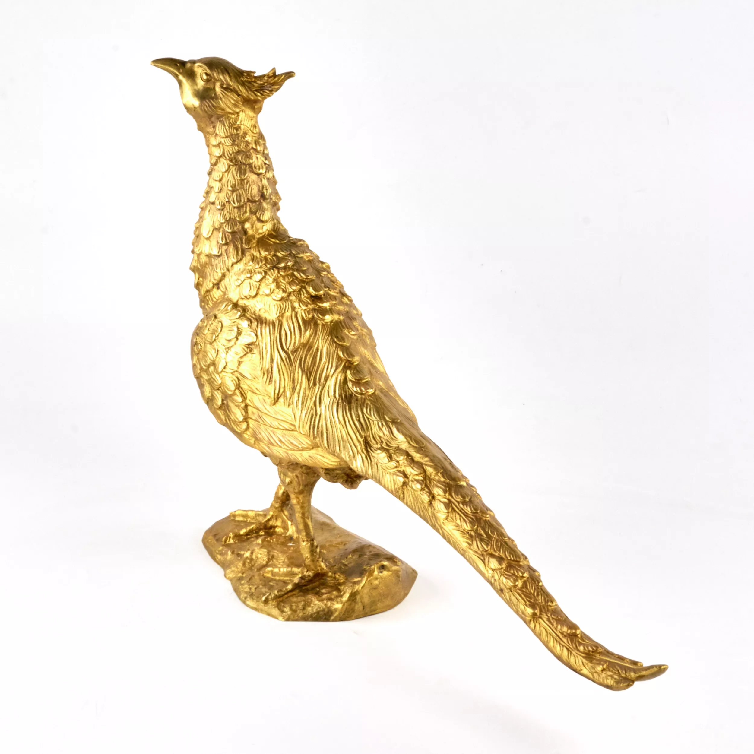 Faisan en bronze dore. 