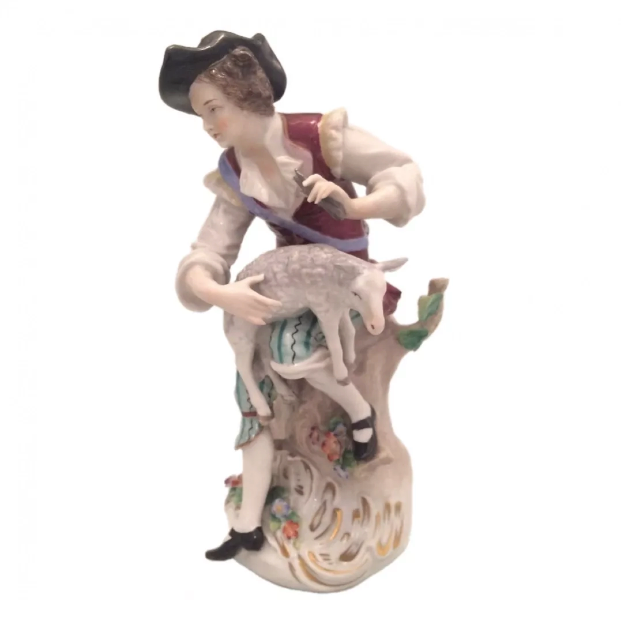 Porcelain figurine Sheep shearing. 