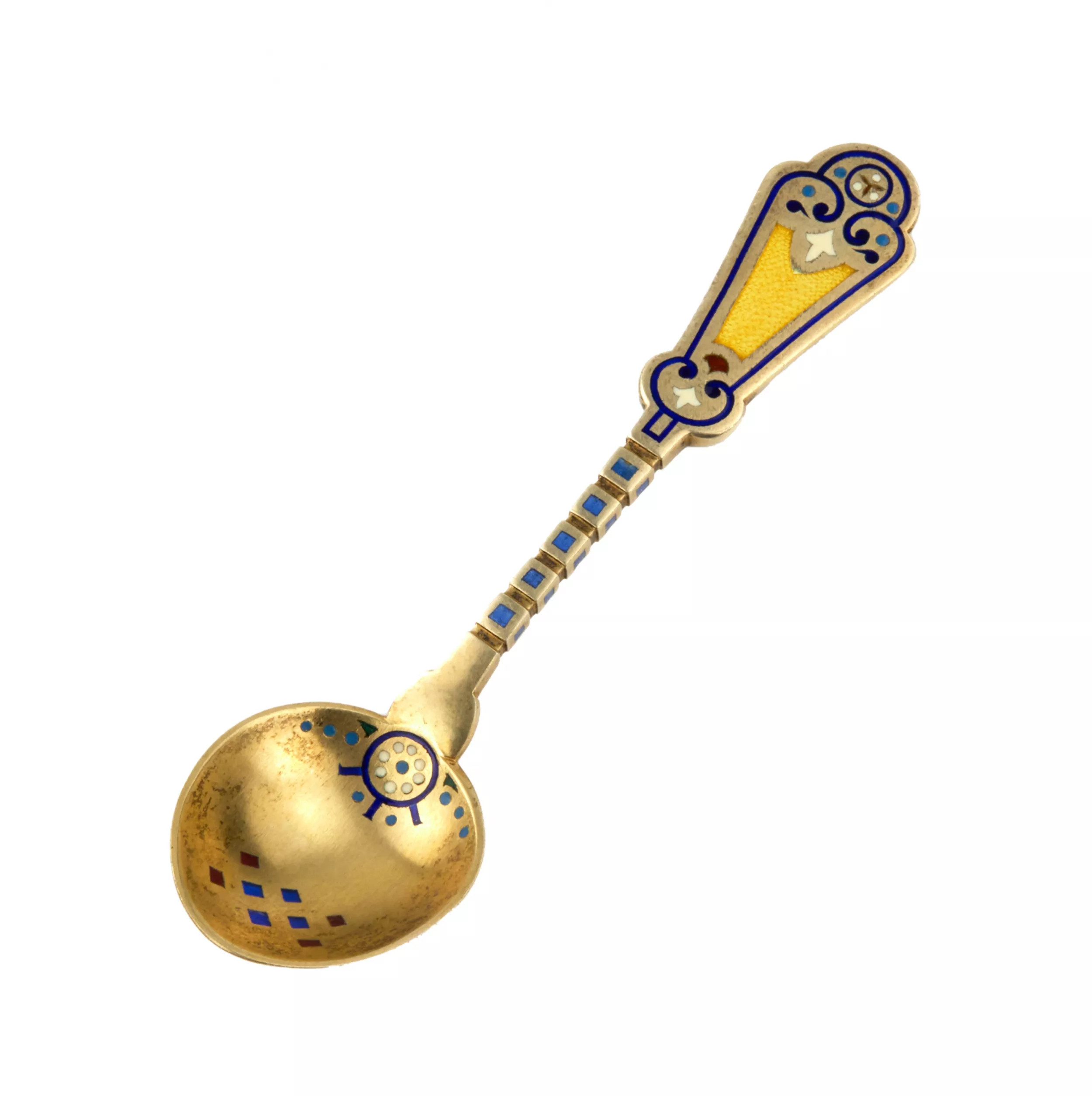 Silver spoon with Antipa Kuzmechev enamels. 
