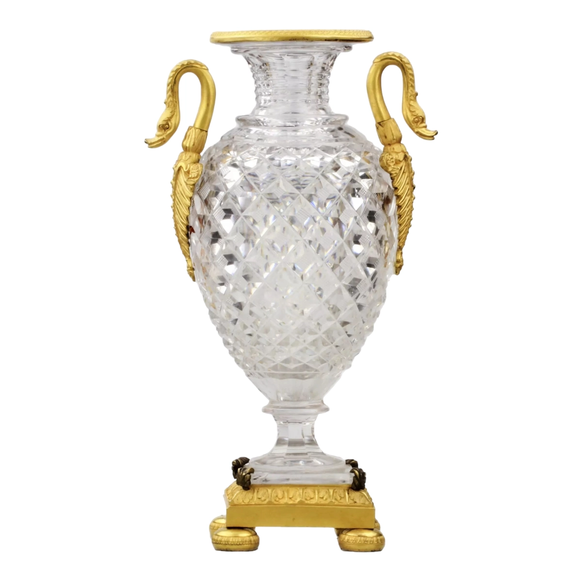 Vase en cristal en bronze dore
