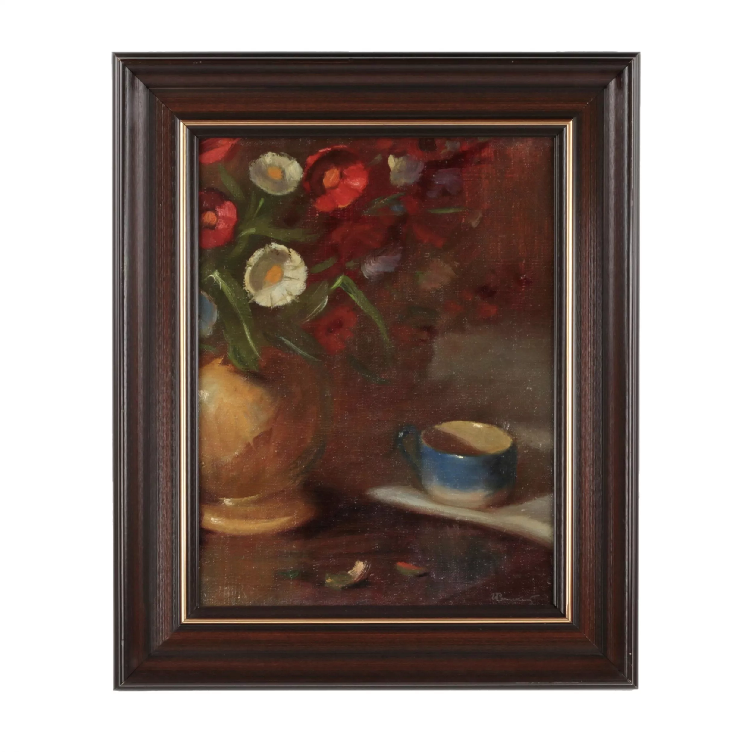 I. Ryazhsky. Nature morte avec une tasse et des fleurs. 