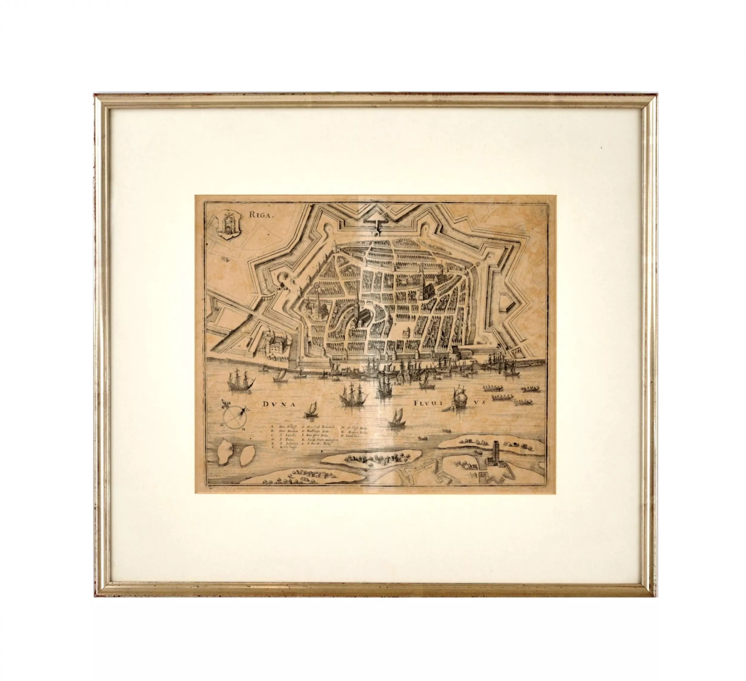Plan de la ville de Riga, milieu du 17e siècle. Matiass Merians (1593-1659). 