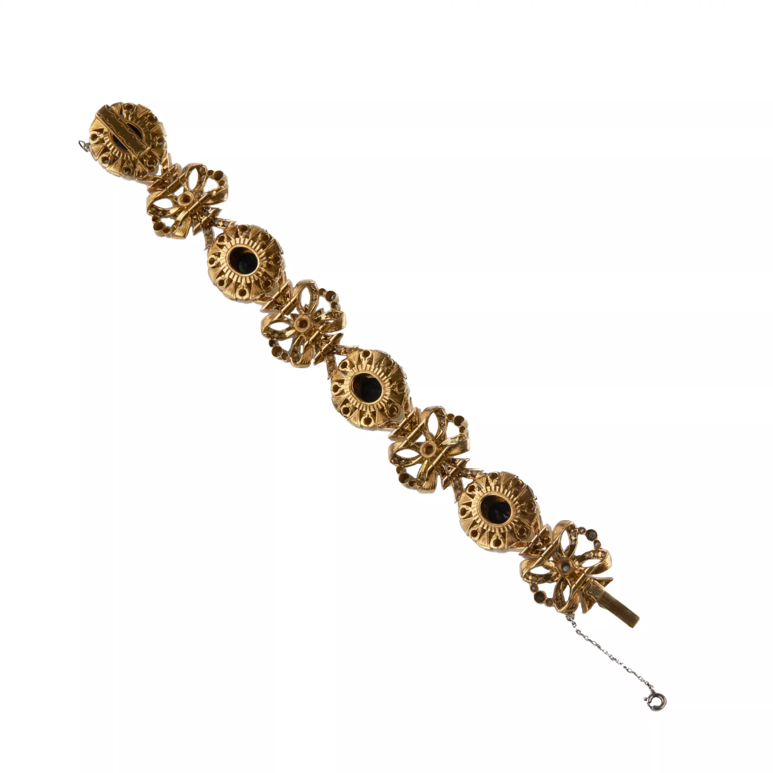 Bracelet en or et platine avec diamants et saphirs 