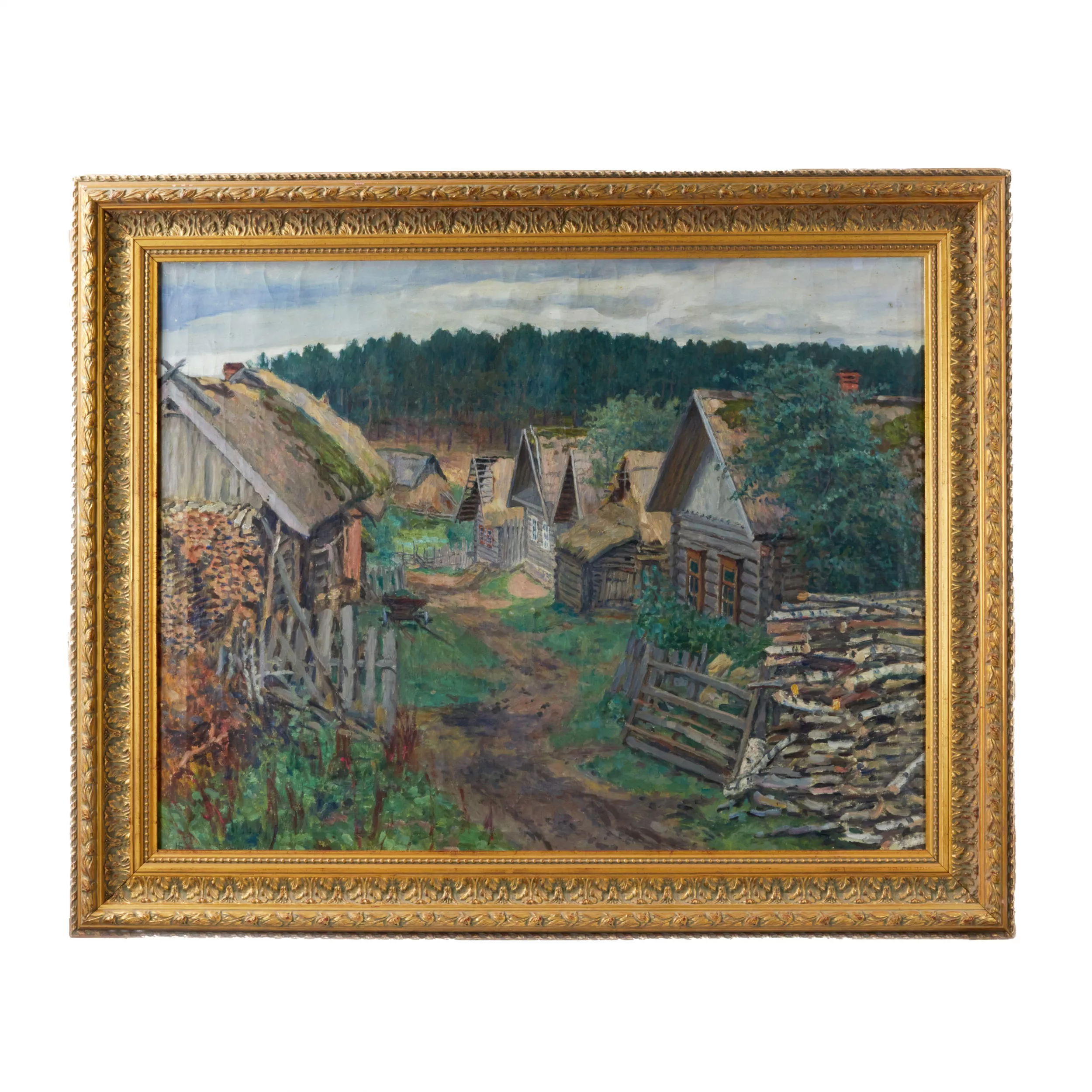 N.P. Bogdanov-Belsky. Paysage. Vue sur la rue du village. 