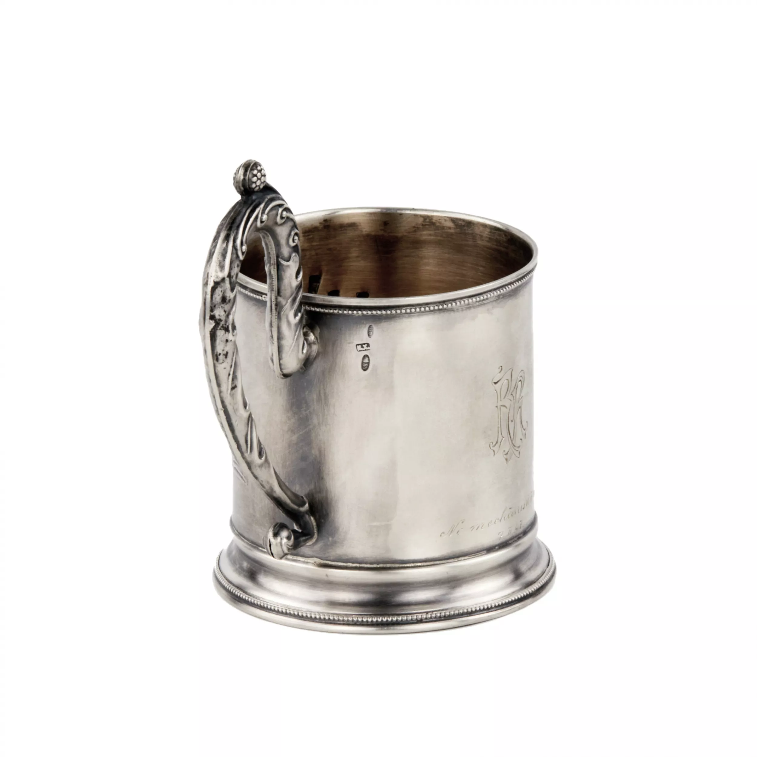 Dessous de verre en argent avec une troïka. Ivan Khlebnikov. 
