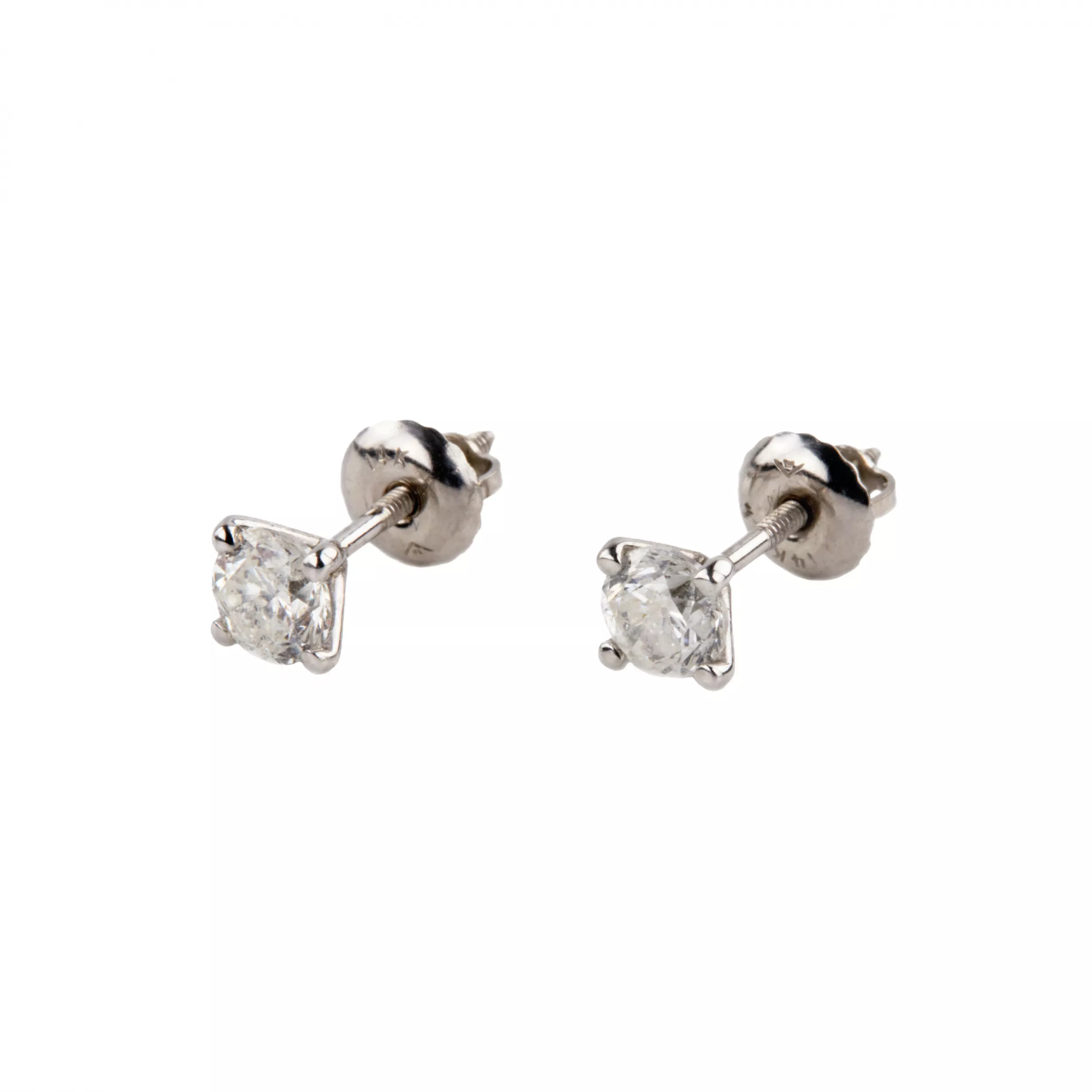 Золотые серьги 14 K с бриллиантами.