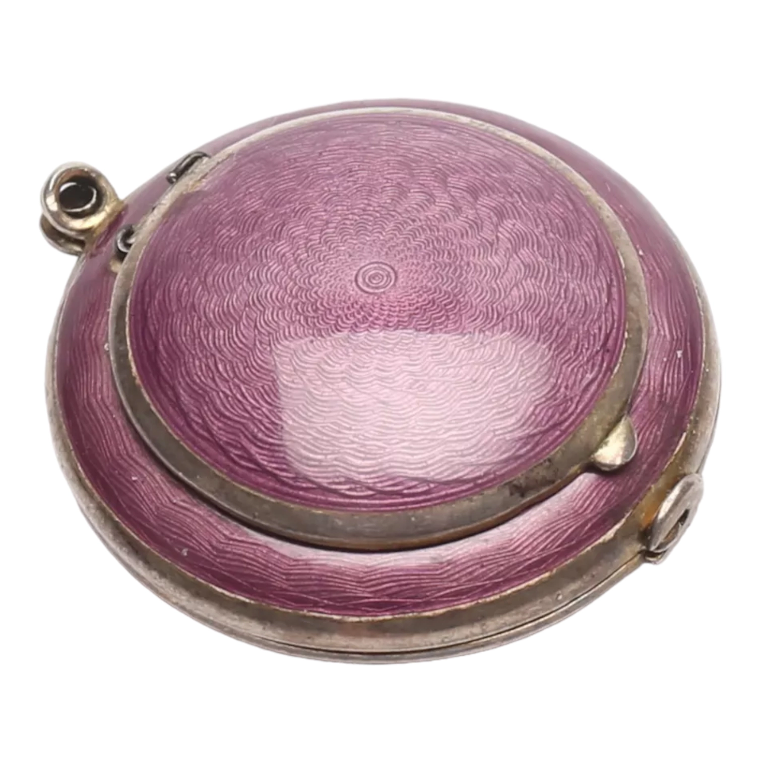SILVER BEAUTY-PATCH BOX PENDANT WITH GUILLOCHÉ ENAMEL AND MIRROR