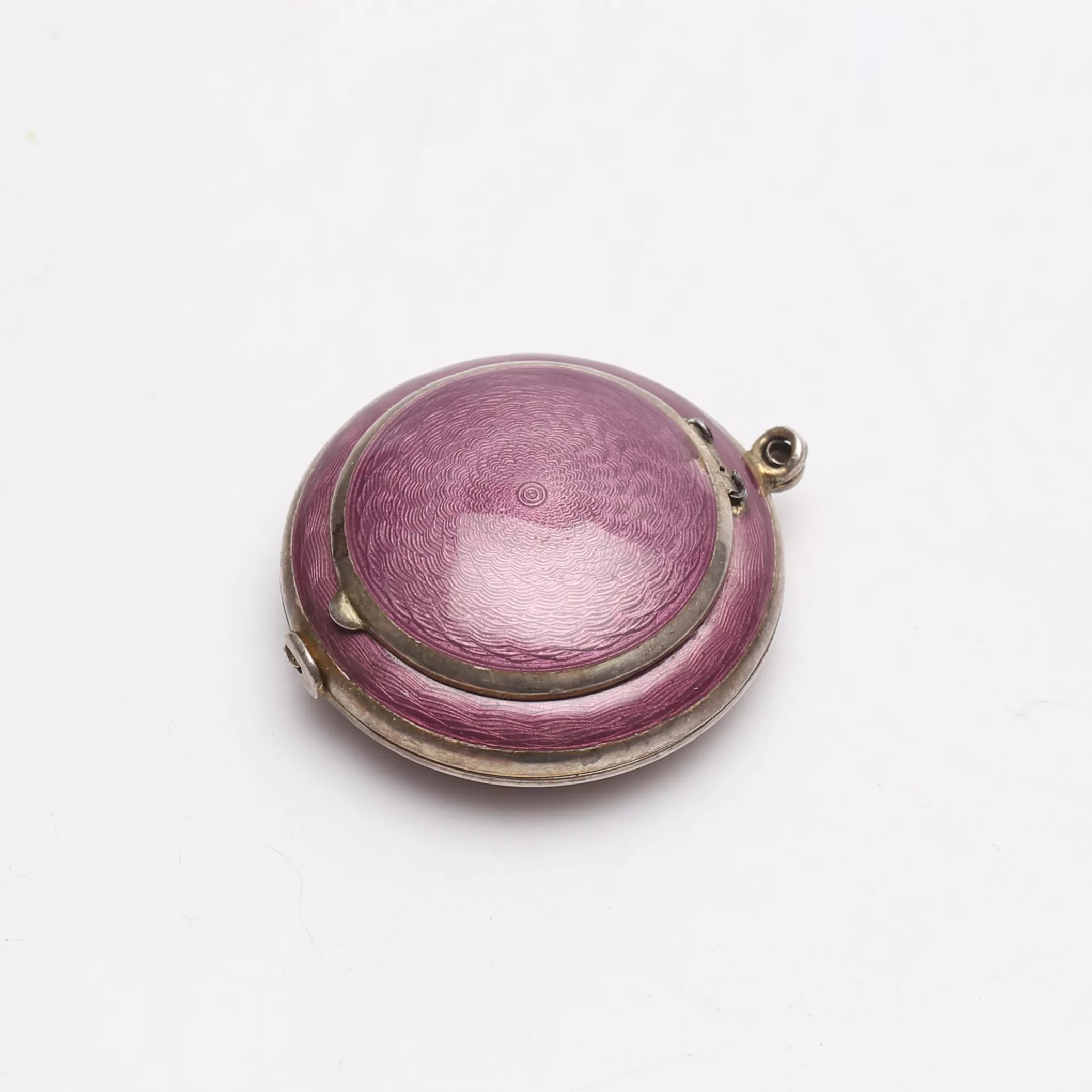 SILVER BEAUTY-PATCH BOX PENDANT WITH GUILLOCHÉ ENAMEL AND MIRROR