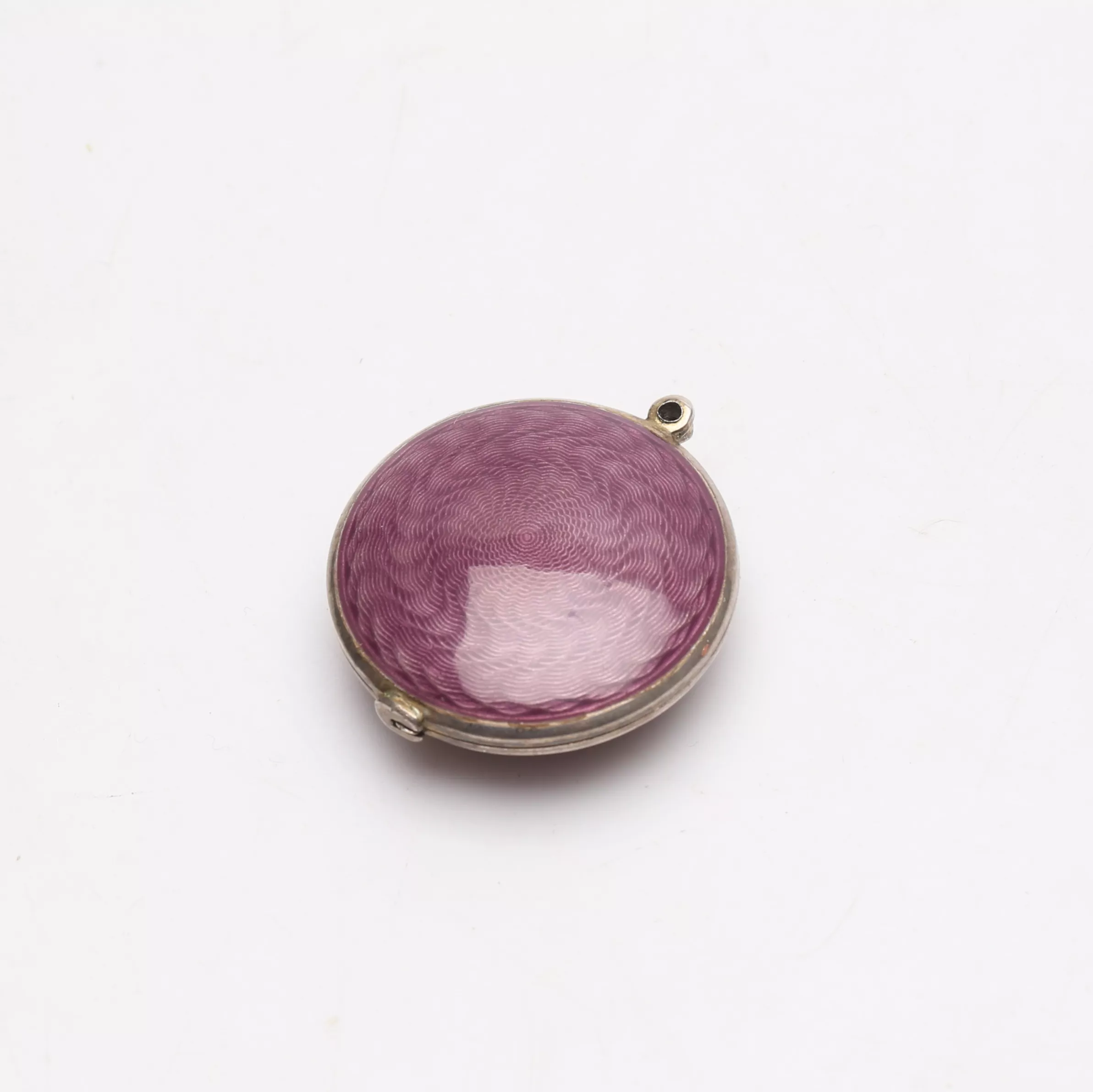 SILVER BEAUTY-PATCH BOX PENDANT WITH GUILLOCHÉ ENAMEL AND MIRROR