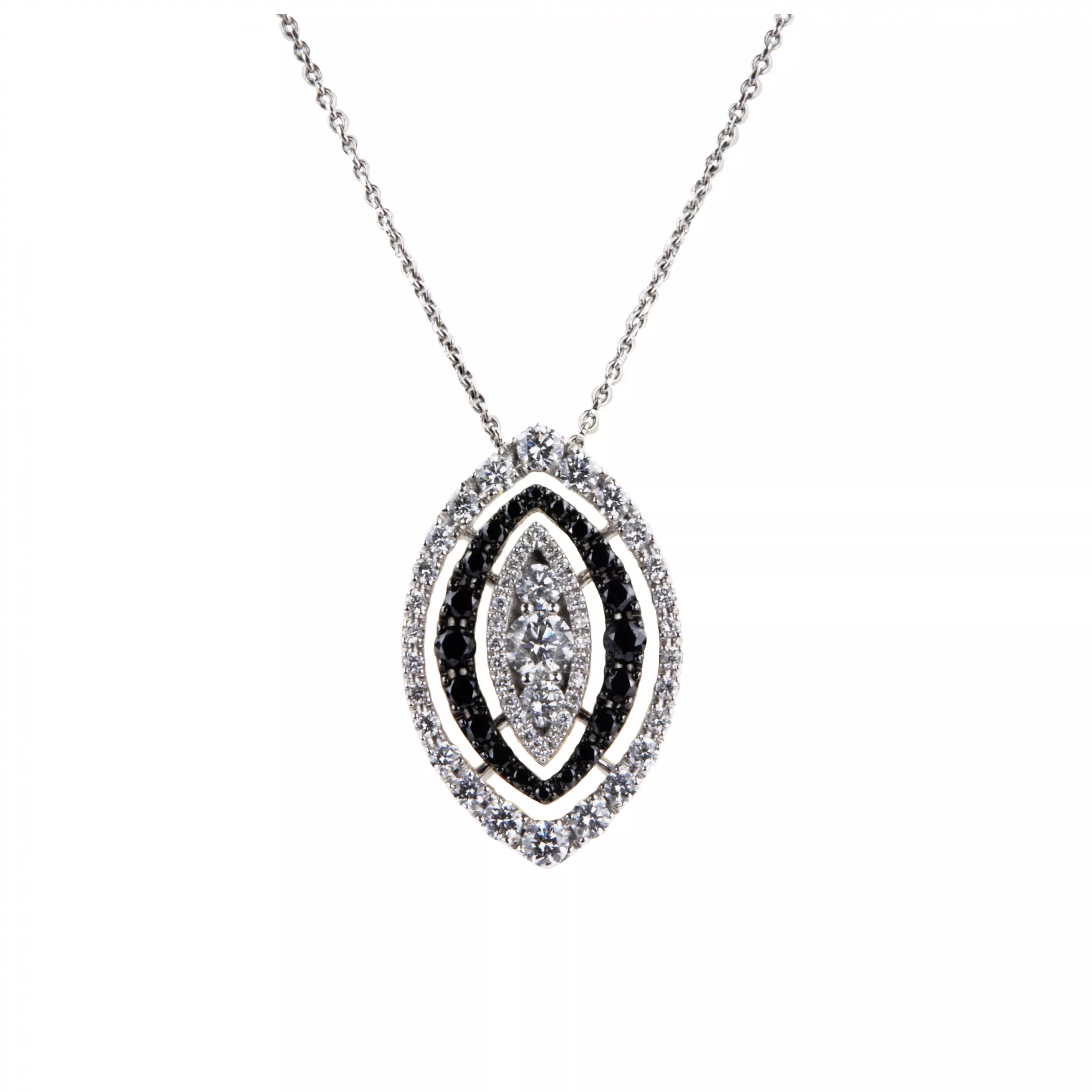 Pendentif avec une chaîne de diamants blancs et noirs. Giorgio Visconti. 