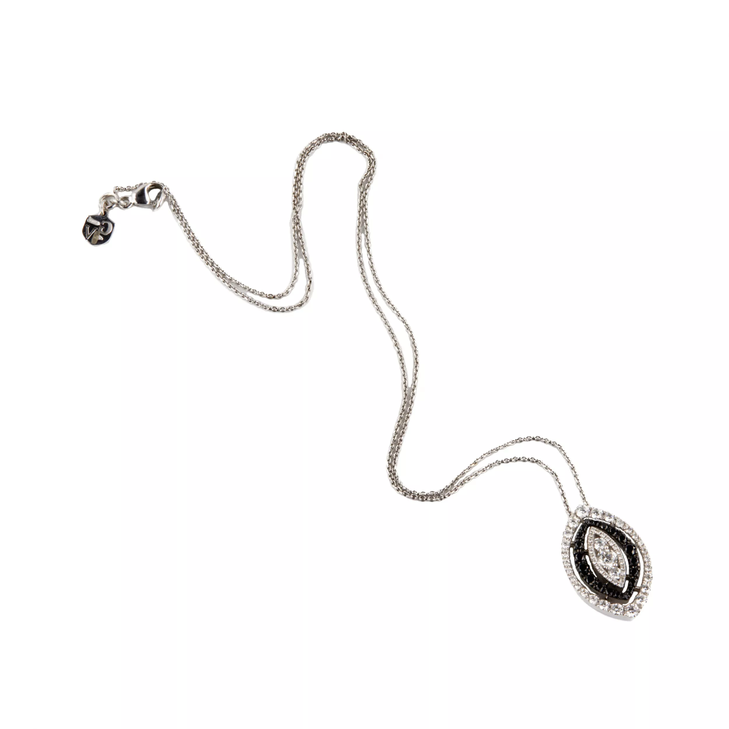 Pendentif avec une chaîne de diamants blancs et noirs. Giorgio Visconti. 