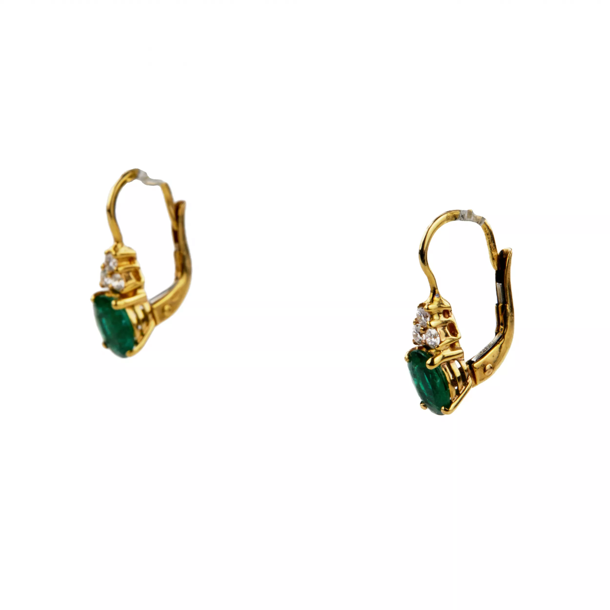 Giorgio Visconti. 18K gold pendant and earrings with emeralds and diamonds.