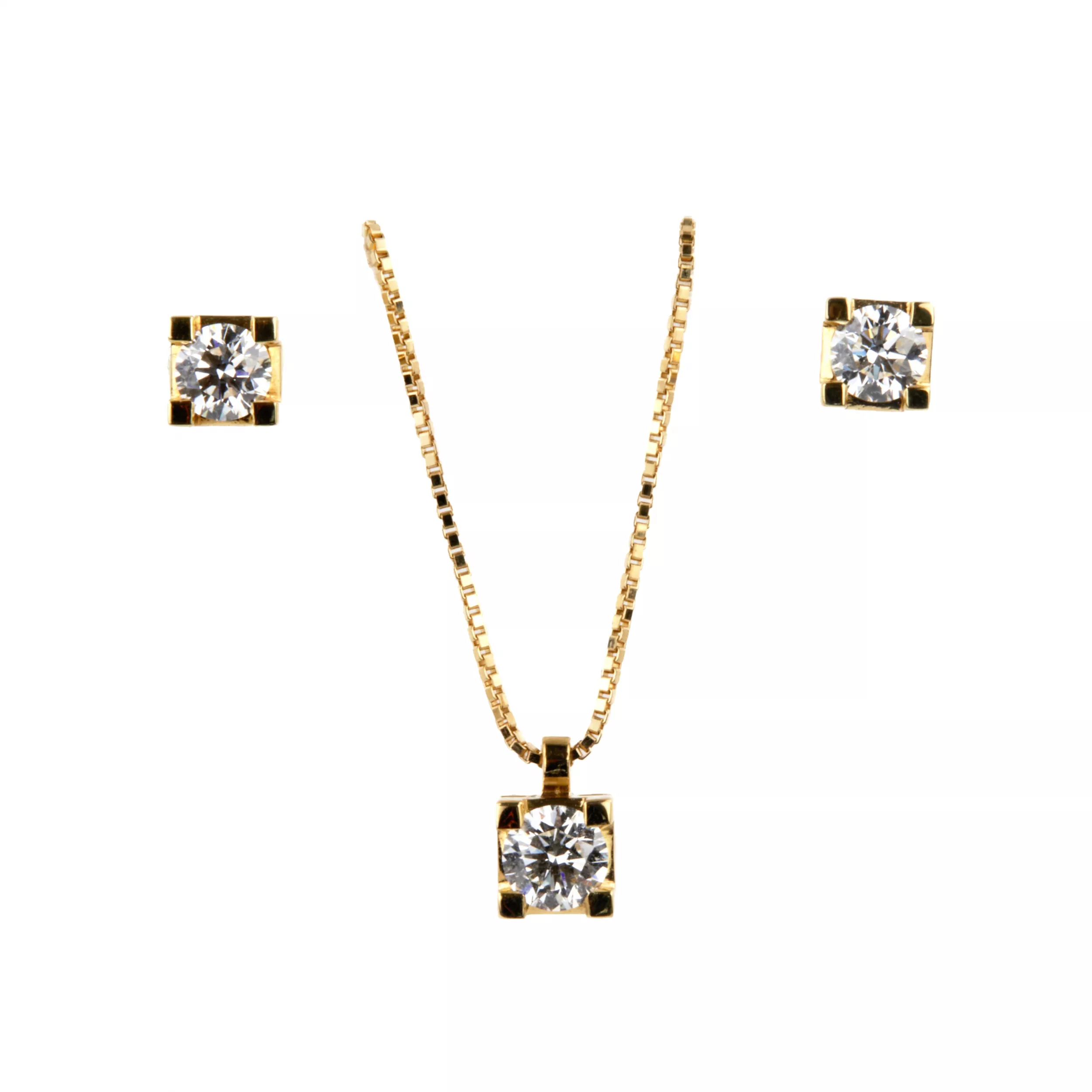 Pendentif et boucles doreilles en or avec diamants. Giorgio Visconti.