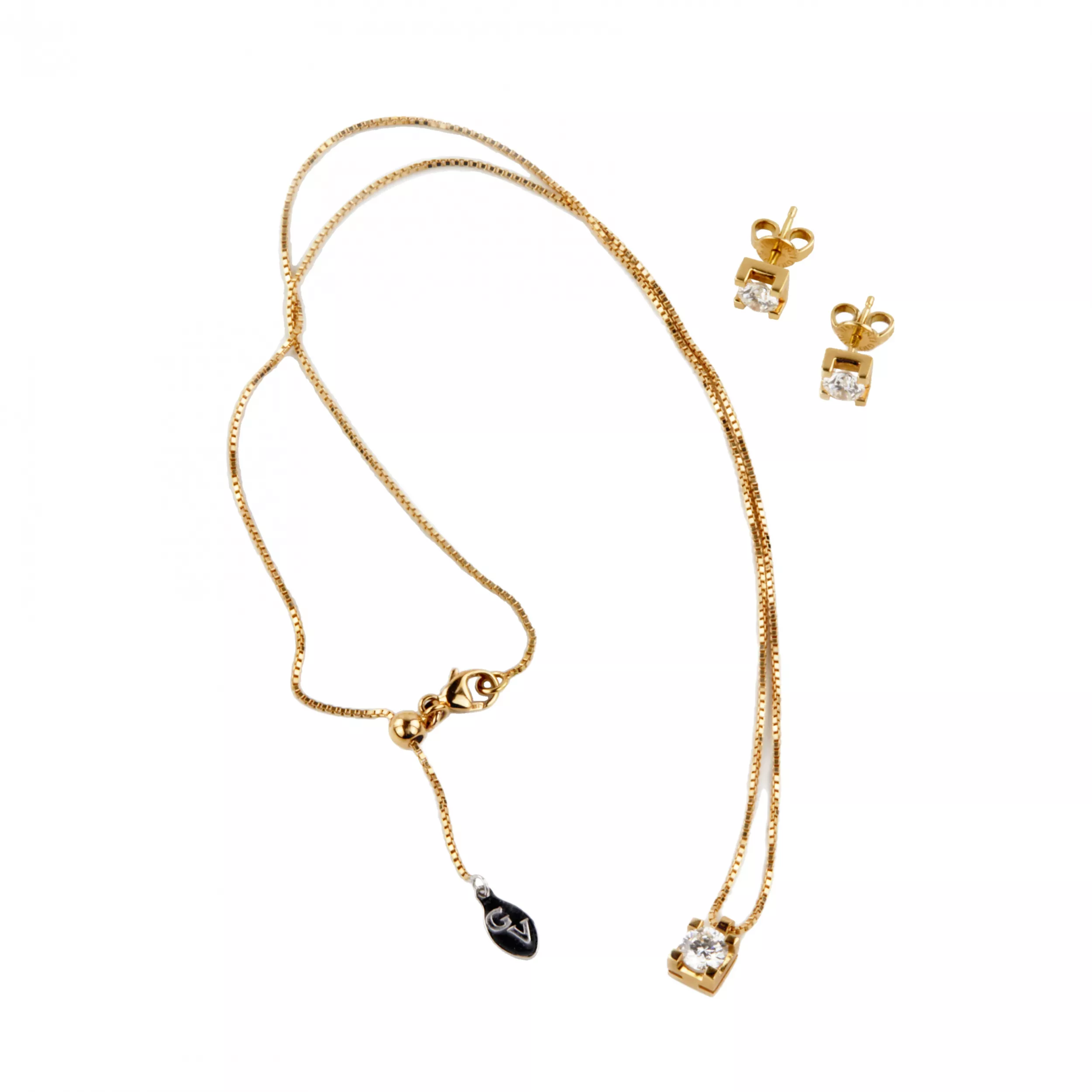Pendentif et boucles doreilles en or avec diamants. Giorgio Visconti.