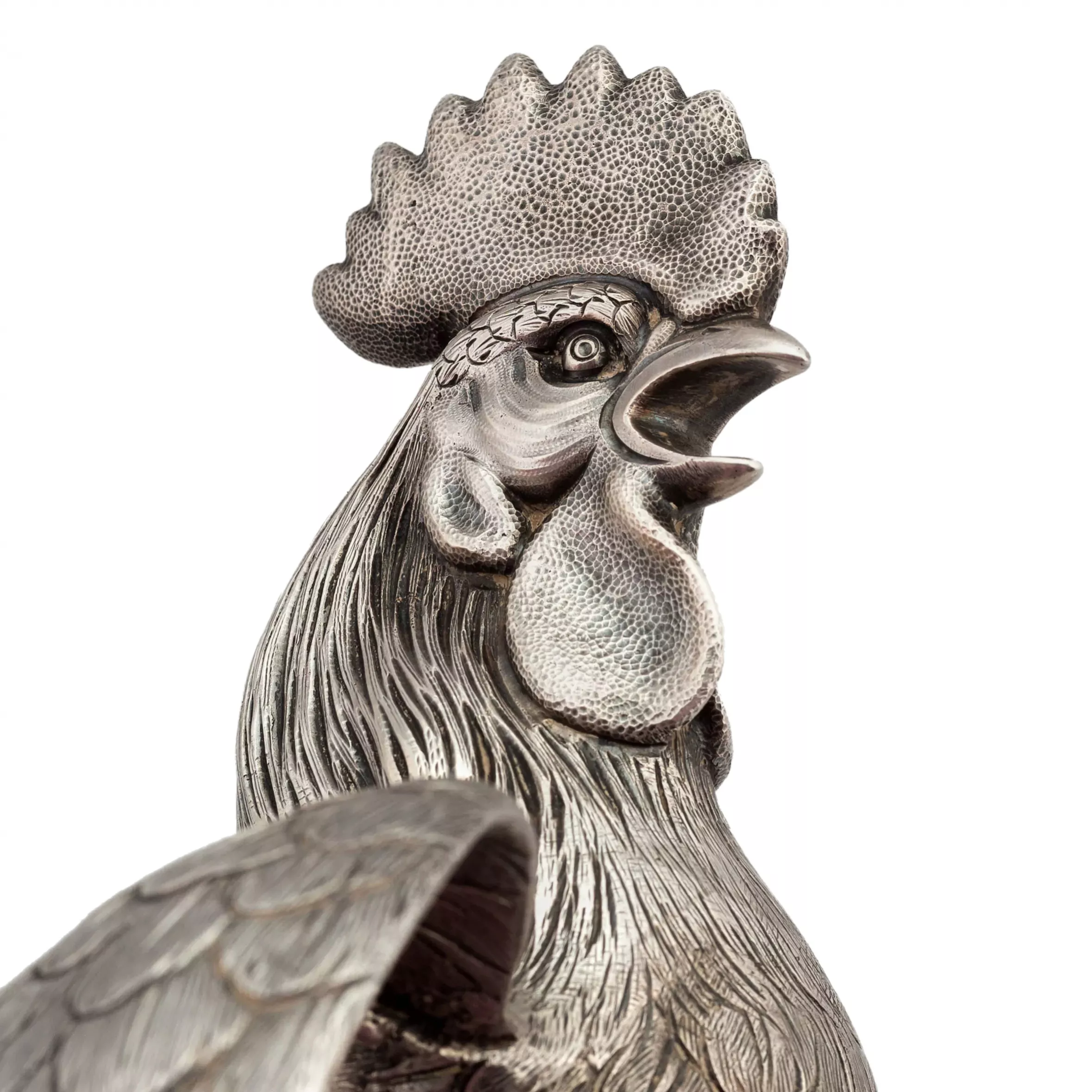 Coq de combat. Statuette en argent. Le Portugal. 