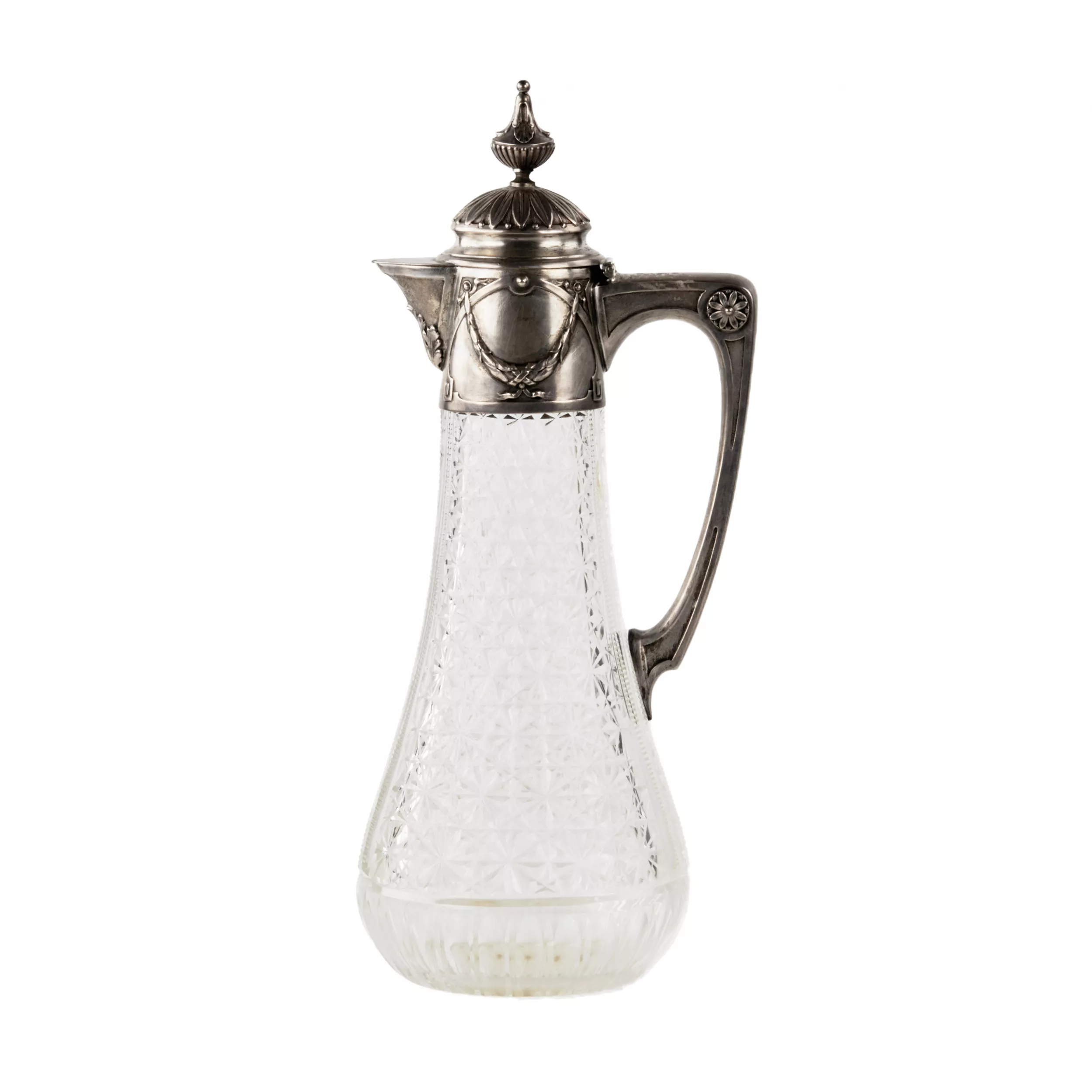 FRENCH CUT-CRYSTAL AND SILVER-MOUNTED EWER. EARLY 20TH CENTURY
