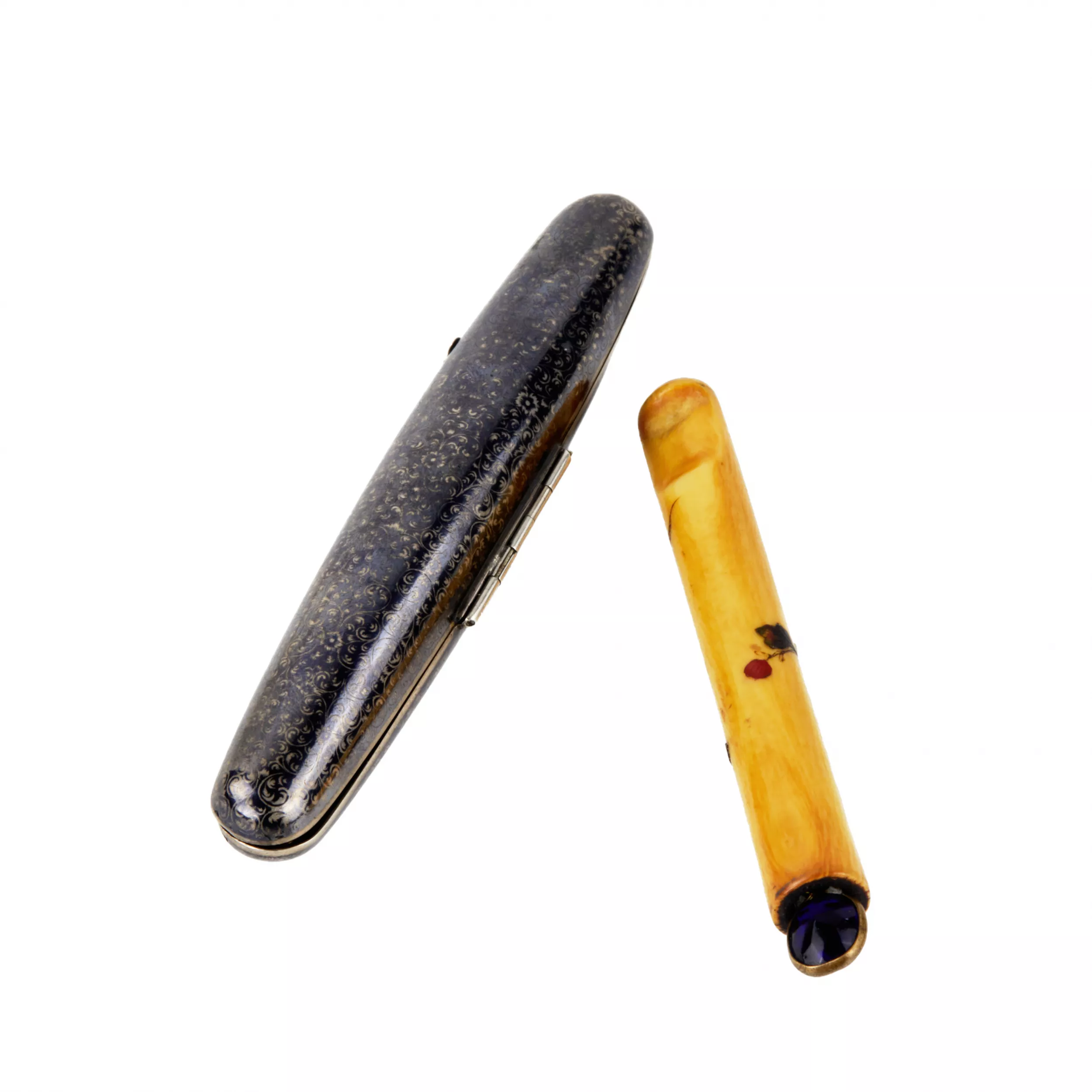 Etui à cigares et embouchure en argent russe. 
