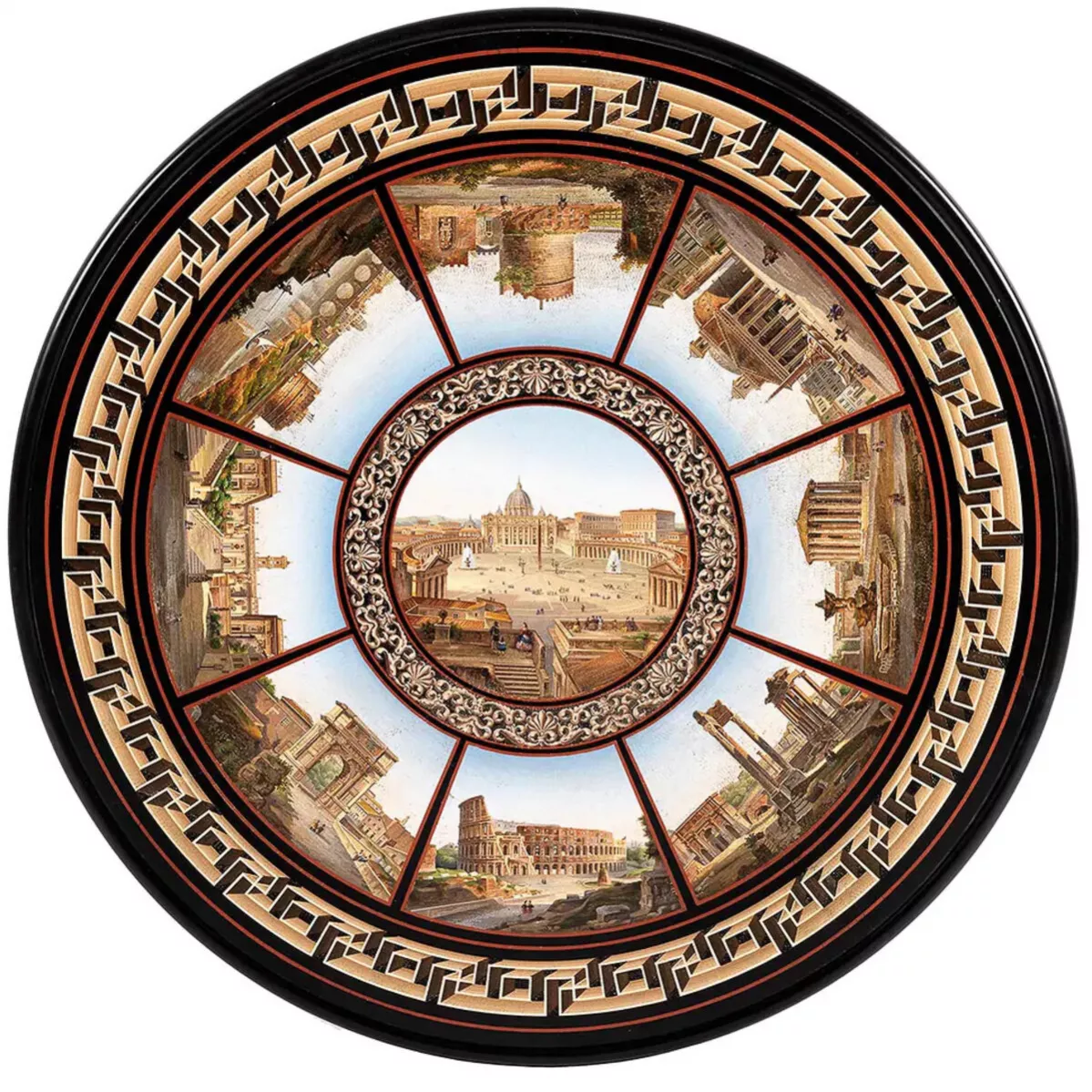 Magnifique tableau de travail italien avec micromosaïques et vues de Rome. Italie.1870 