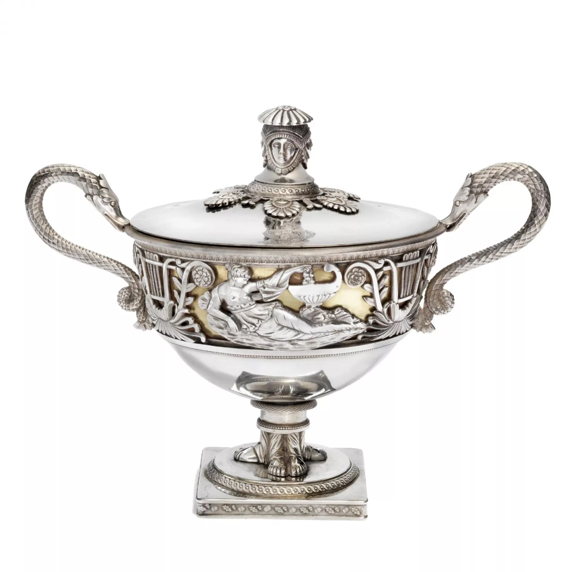 Bonbonnière en argent Empire russe, Saint-Petersbourg, atelier Axel Hedlund. Tournant du 1819e siècle