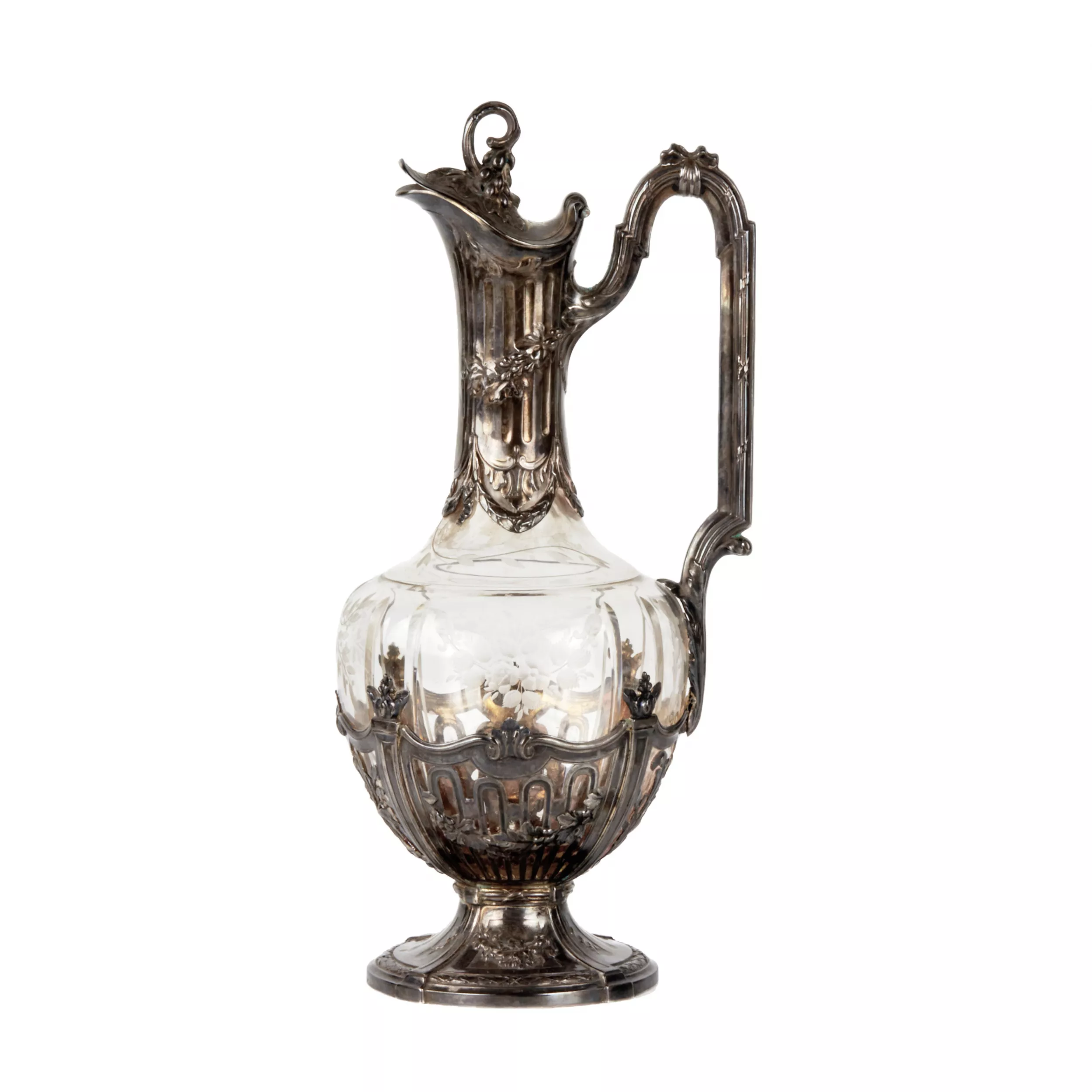 Verseuse en argent français avec verre, epoque Napoleon III. 