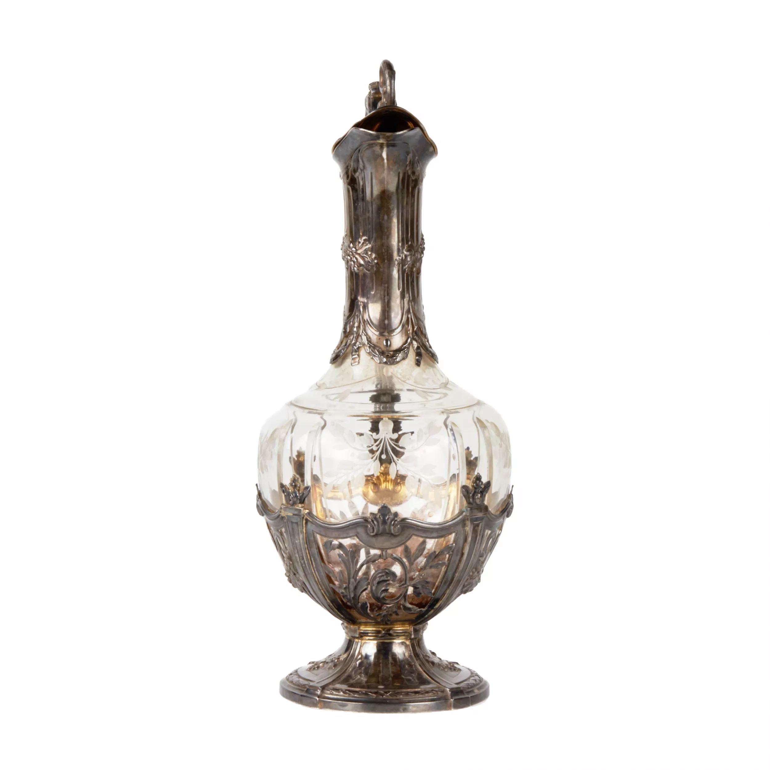 Verseuse en argent français avec verre, epoque Napoleon III. 