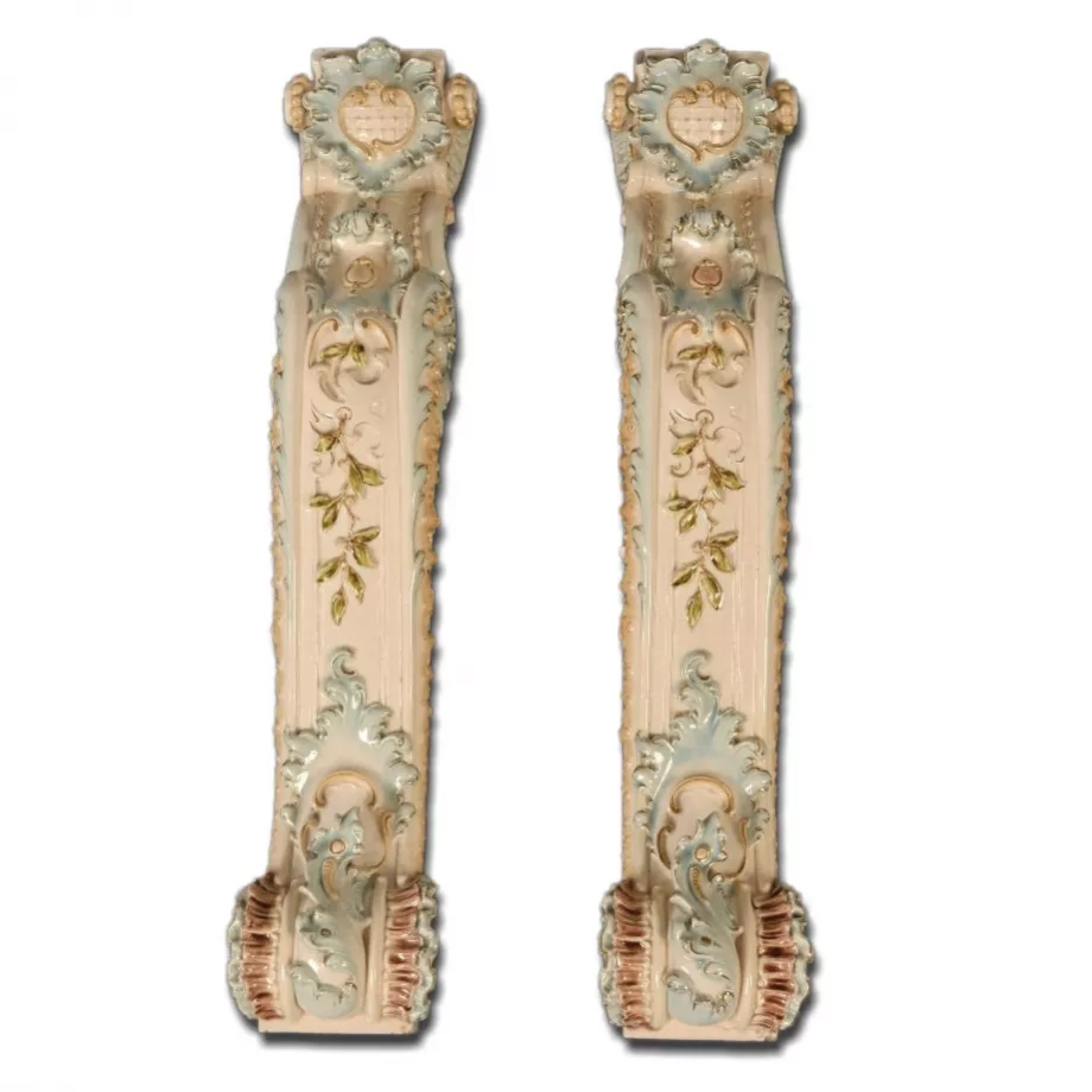 Paire de consoles decoratives en faïence Villeroy & Boch