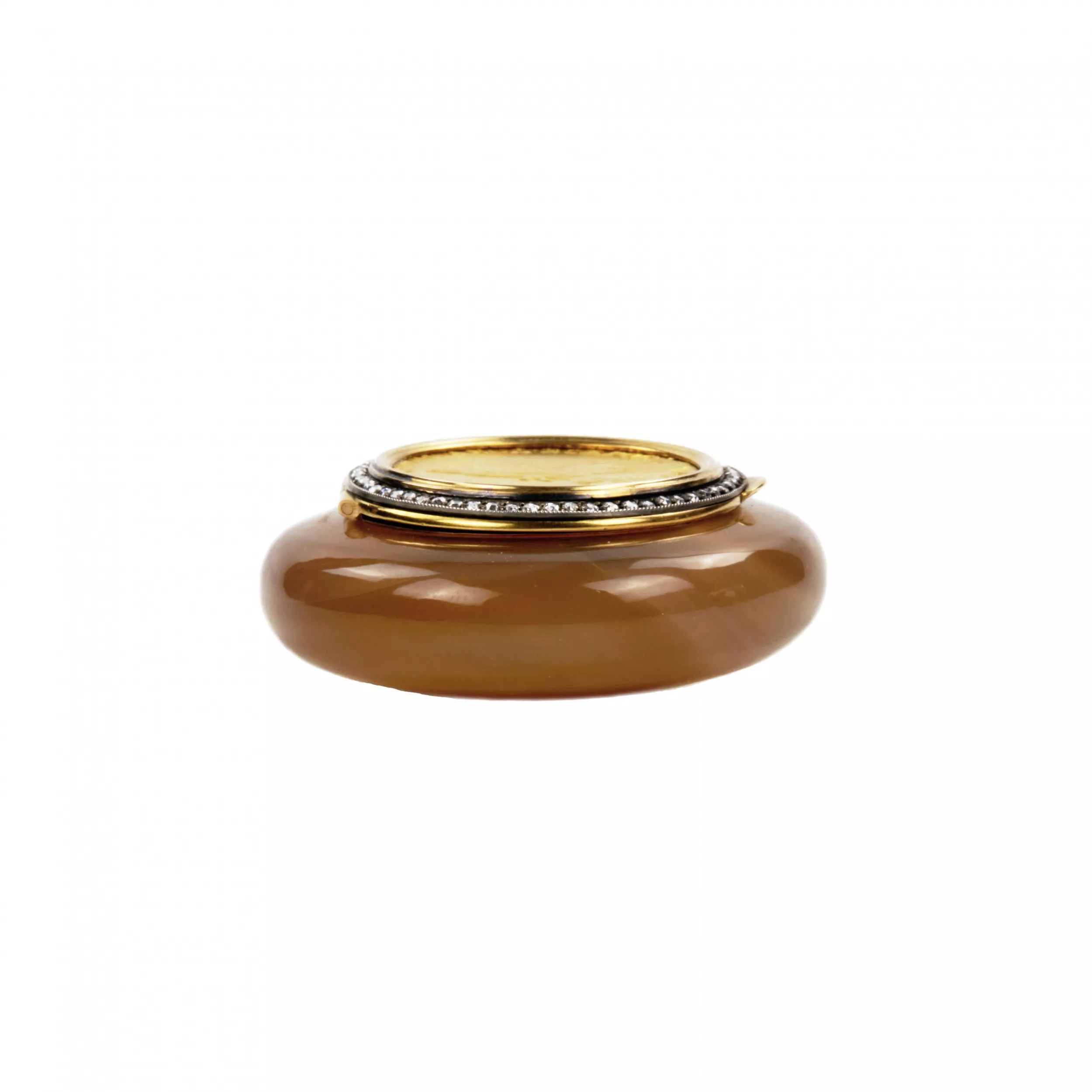 Tabatière russe en or, agate avec diamants. Henrik Wigström, Saint-Petersbourg 1908-1917. 