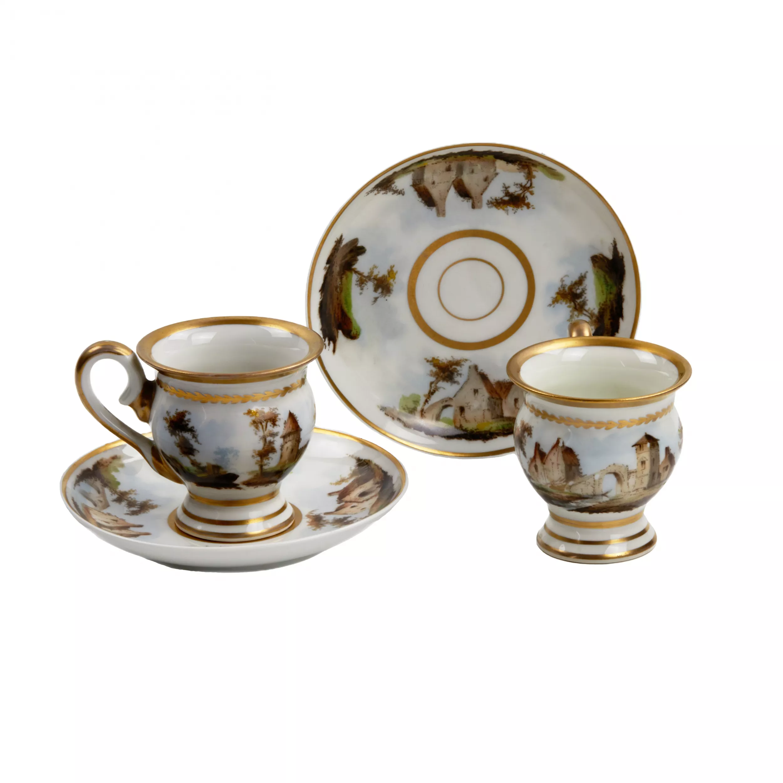Service tête-à-tête en porcelaine française, XIXe siècle. 