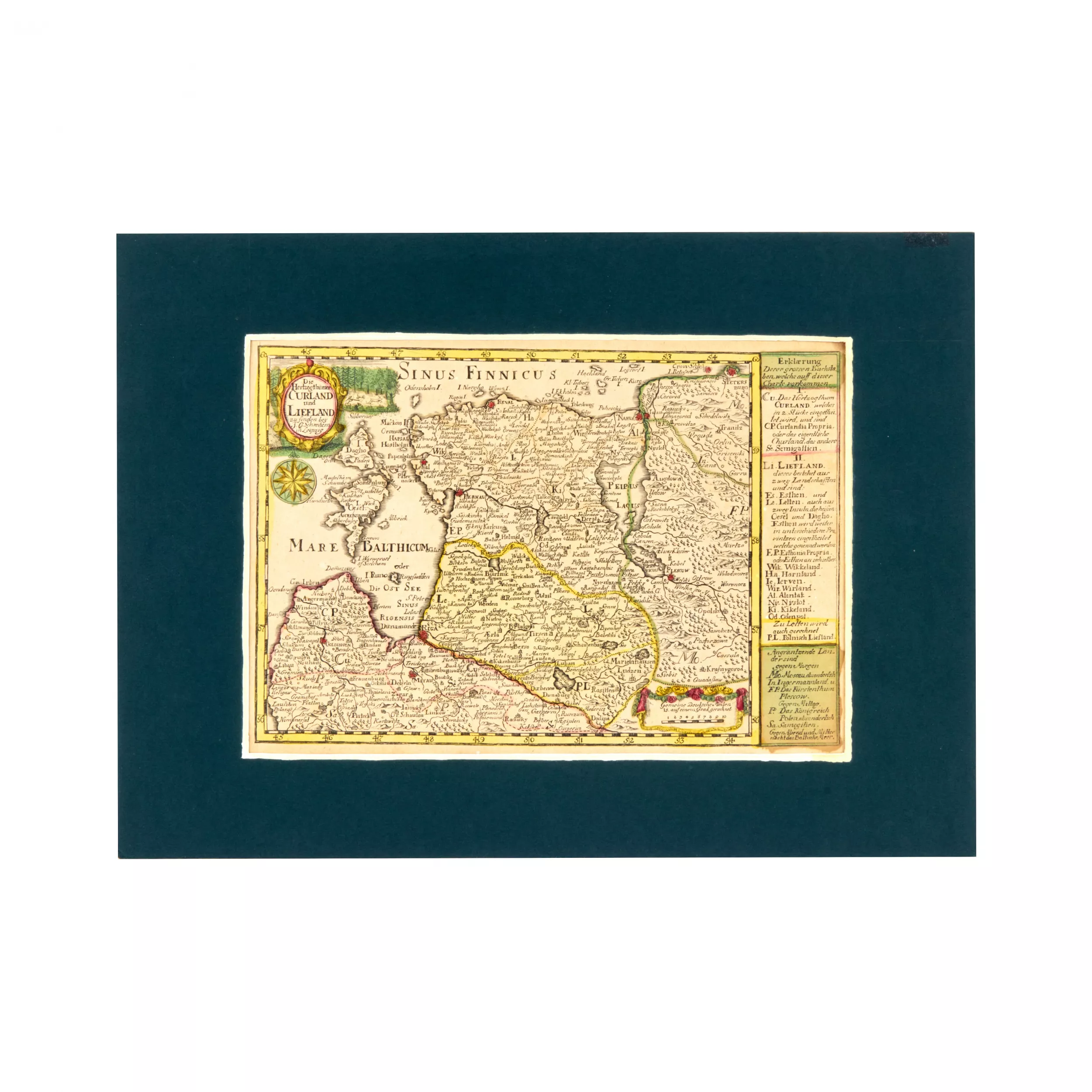 G.Schreiber. Carte de Courlande et de Livonie, annees 1730. 