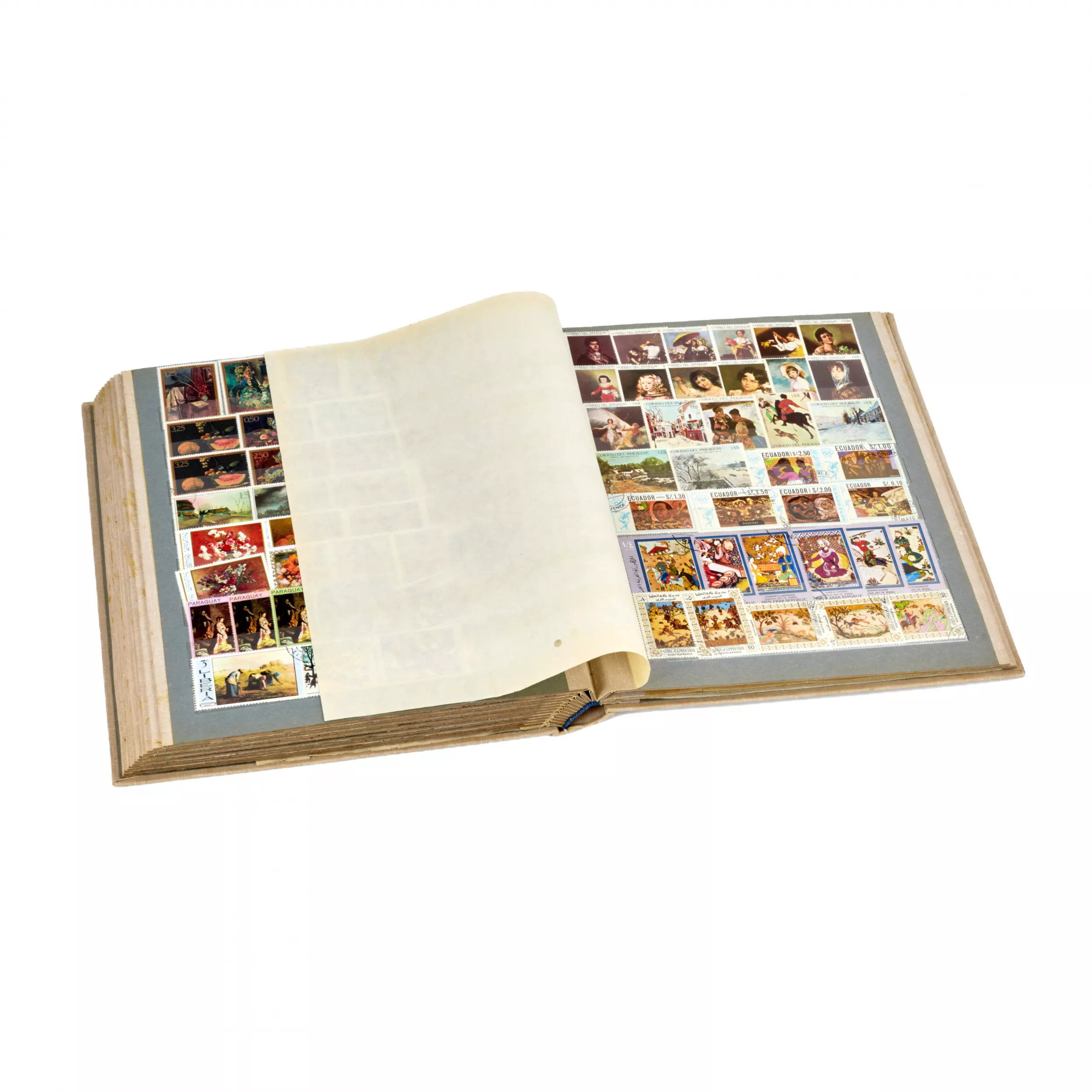 Album with a collection of postage stamps on the theme Art.