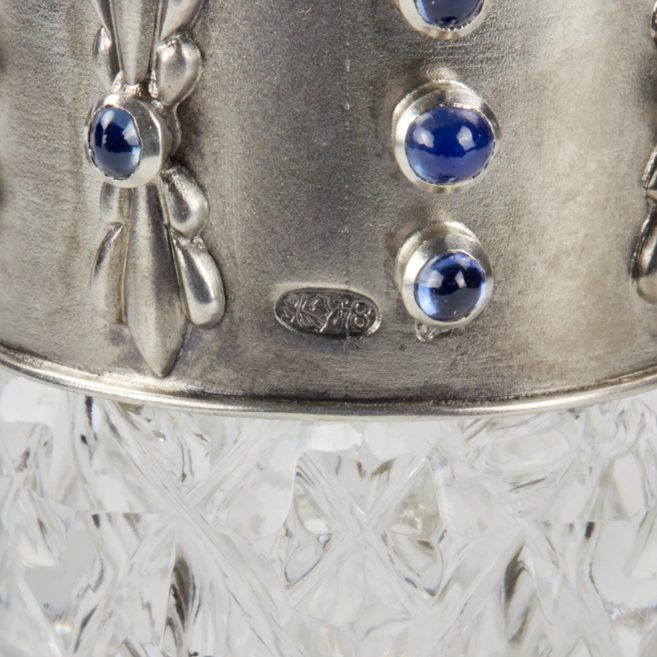 RUSSIAN ROCK CRYSTAL SOLIFLEUR VASE WITH SILVER MOUNT. ST PETERSBURG, TURN OF THE 20TH CENTURY