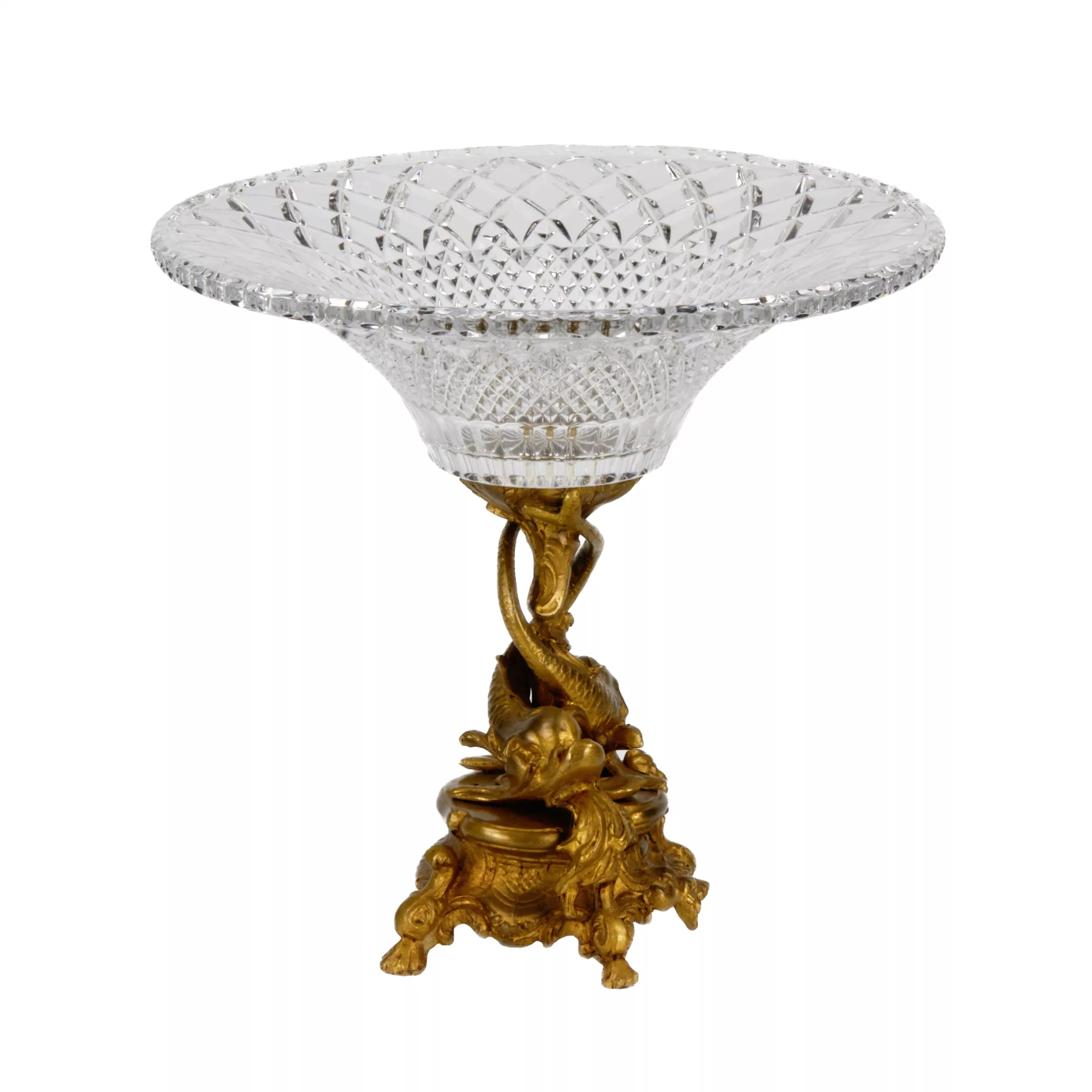 Grande coupe à fruits en cristal et bronze dans le goût de Napoleon III. XIXe siècle 