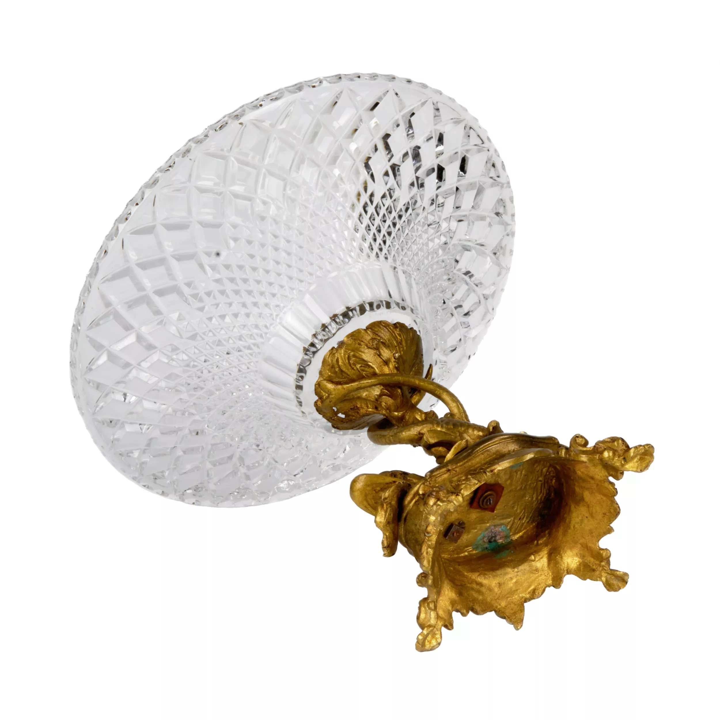 Grande coupe à fruits en cristal et bronze dans le goût de Napoleon III. XIXe siècle 