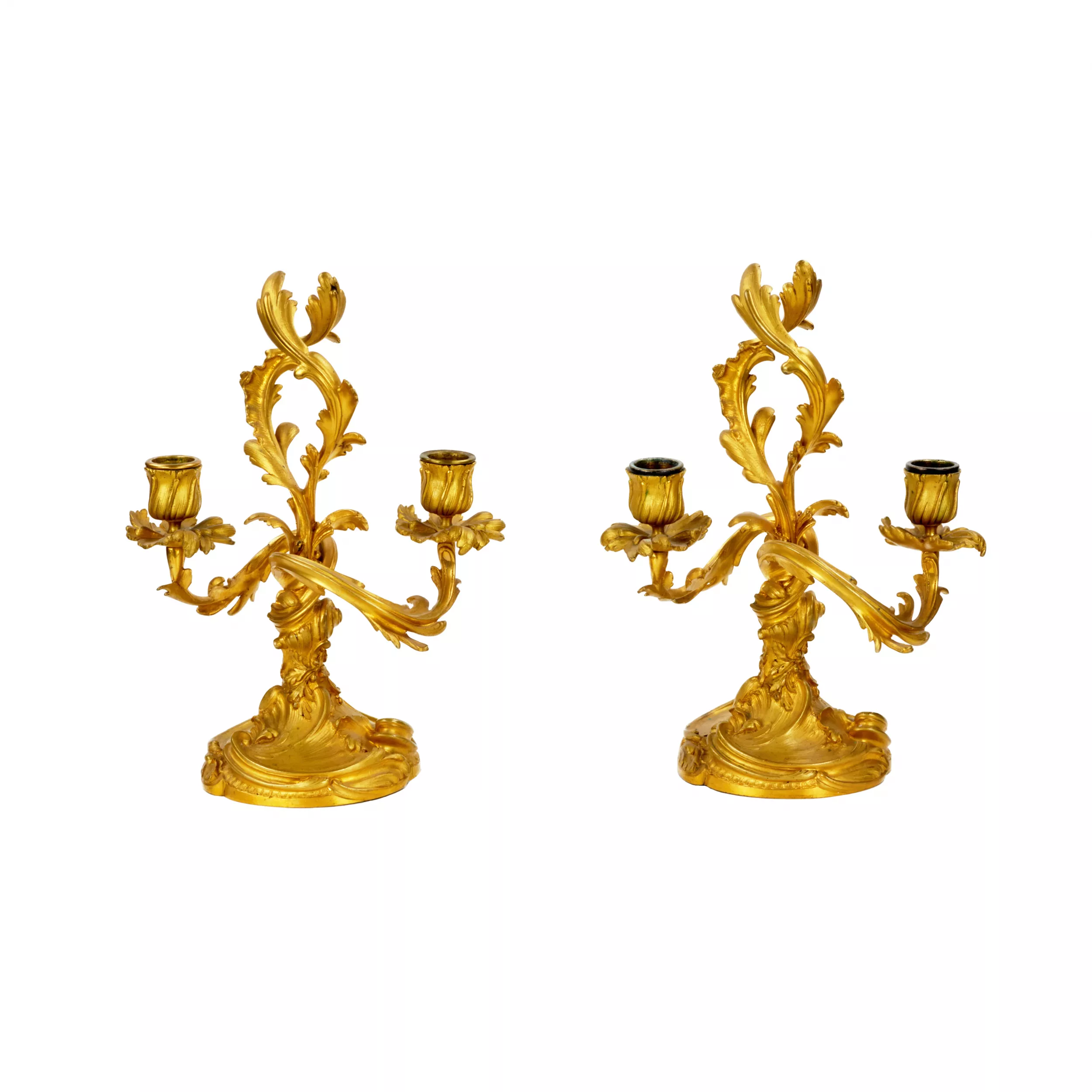 Pair of bronze candlesticks. 19th century. 