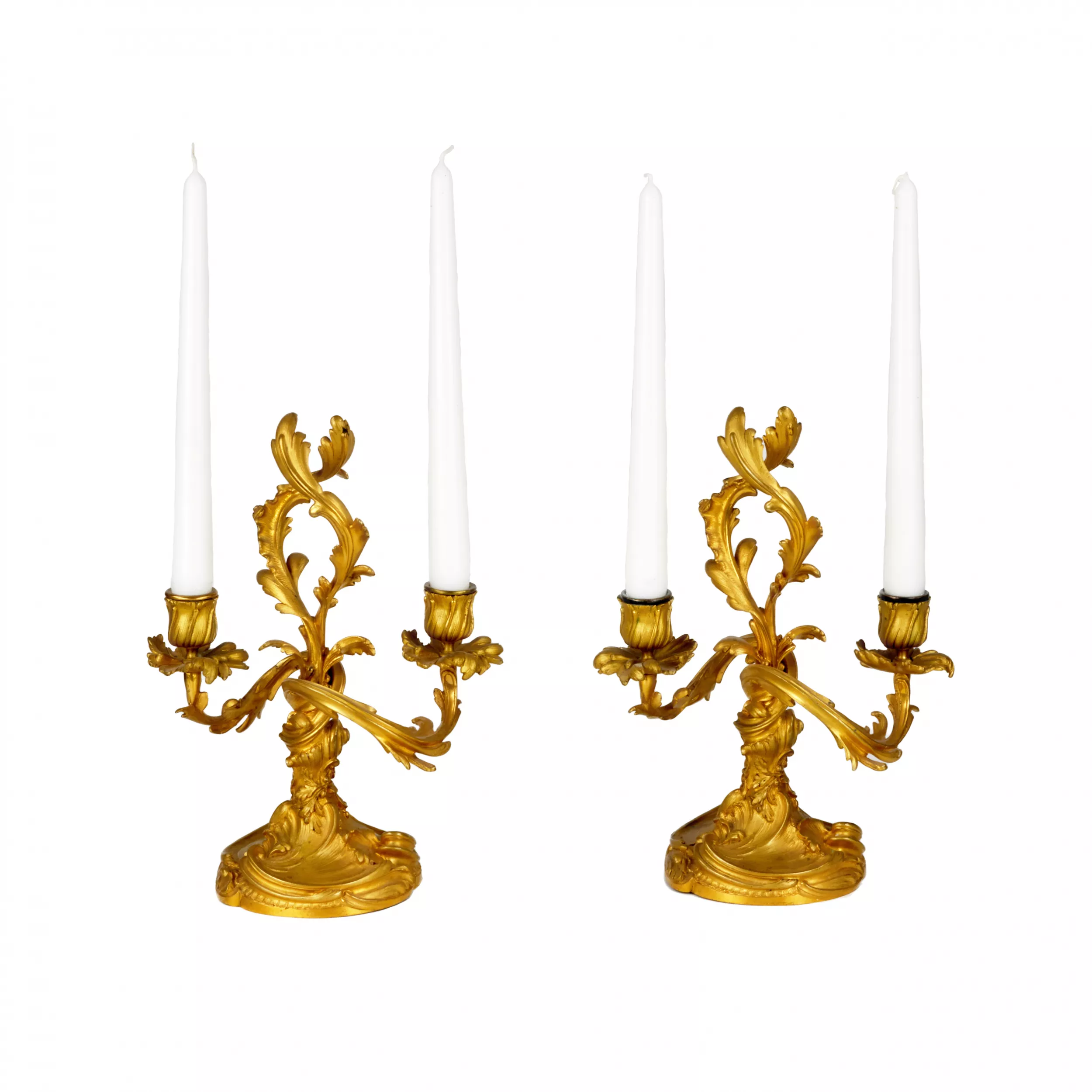 Pair of bronze candlesticks. 19th century. 