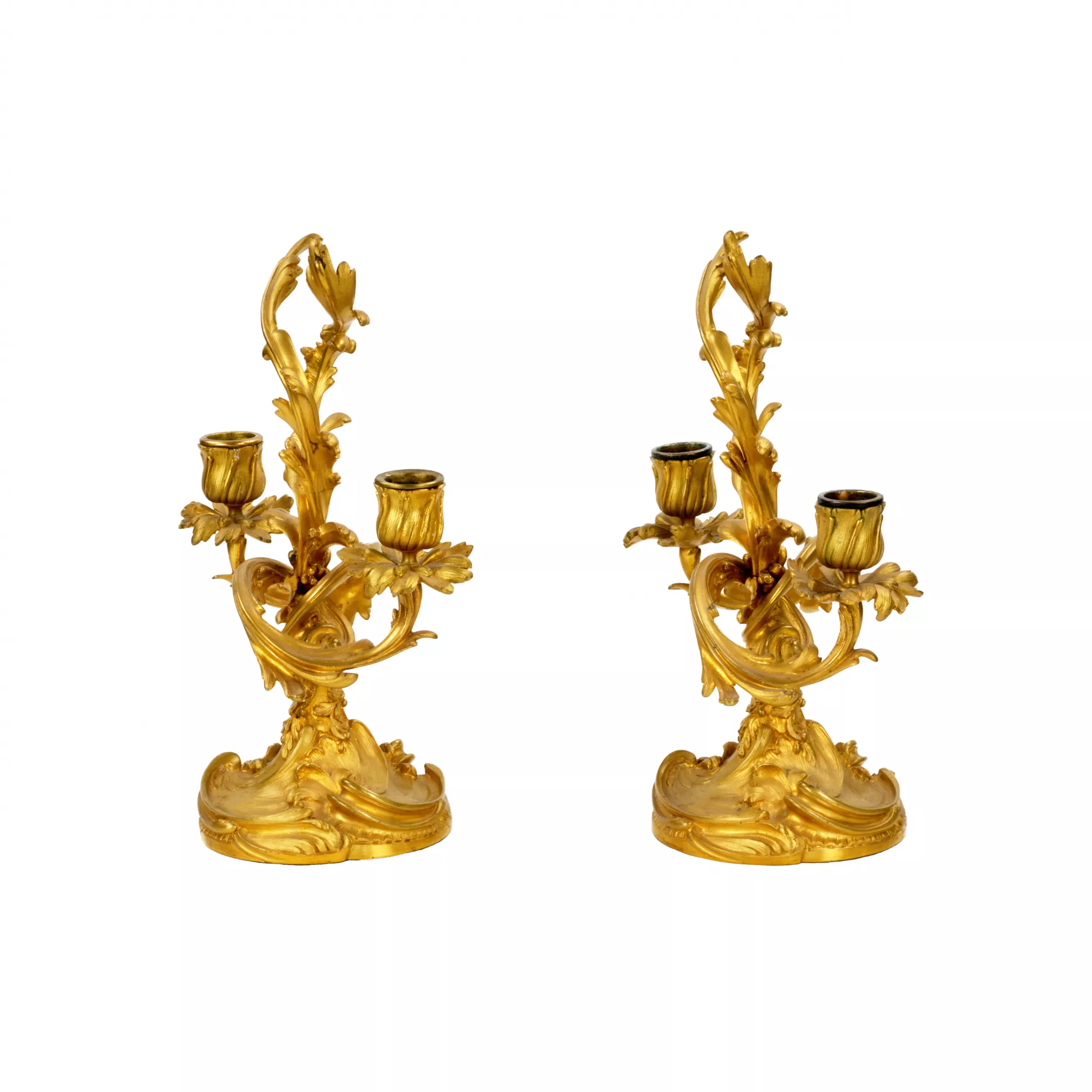 Pair of bronze candlesticks. 19th century. 