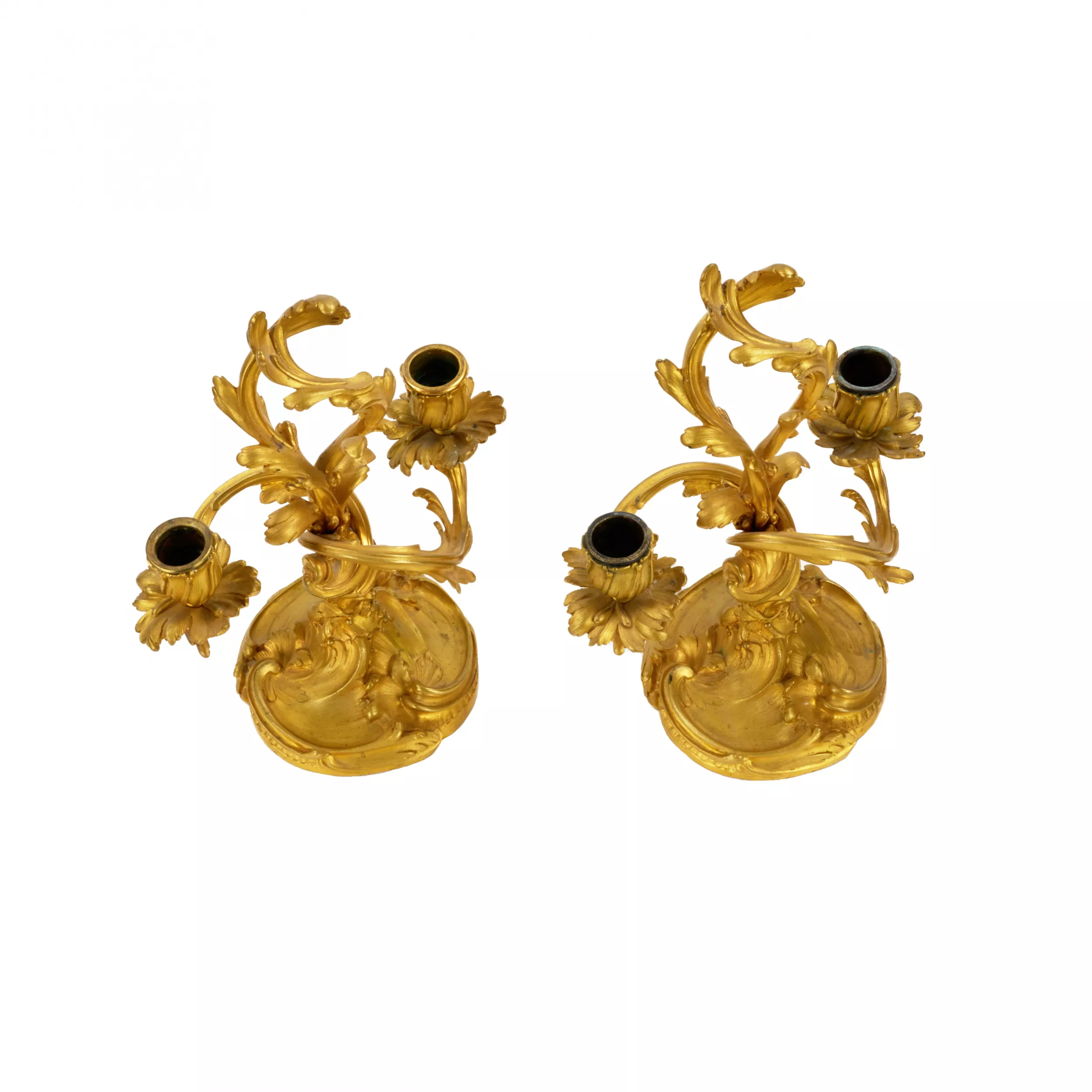 Pair of bronze candlesticks. 19th century. 