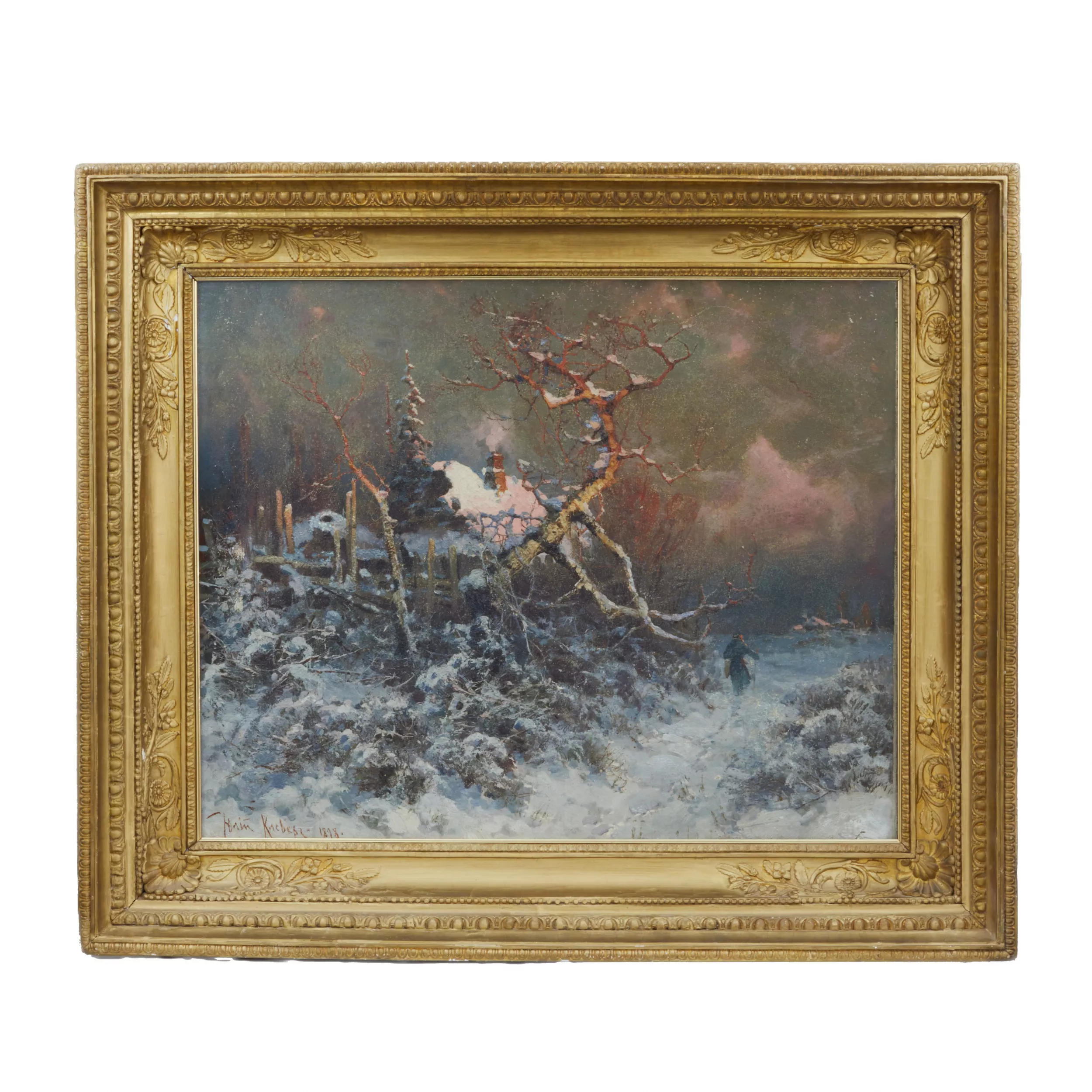 Paysage d`hiver. Au coucher du soleil. Julius Klever. 1878 