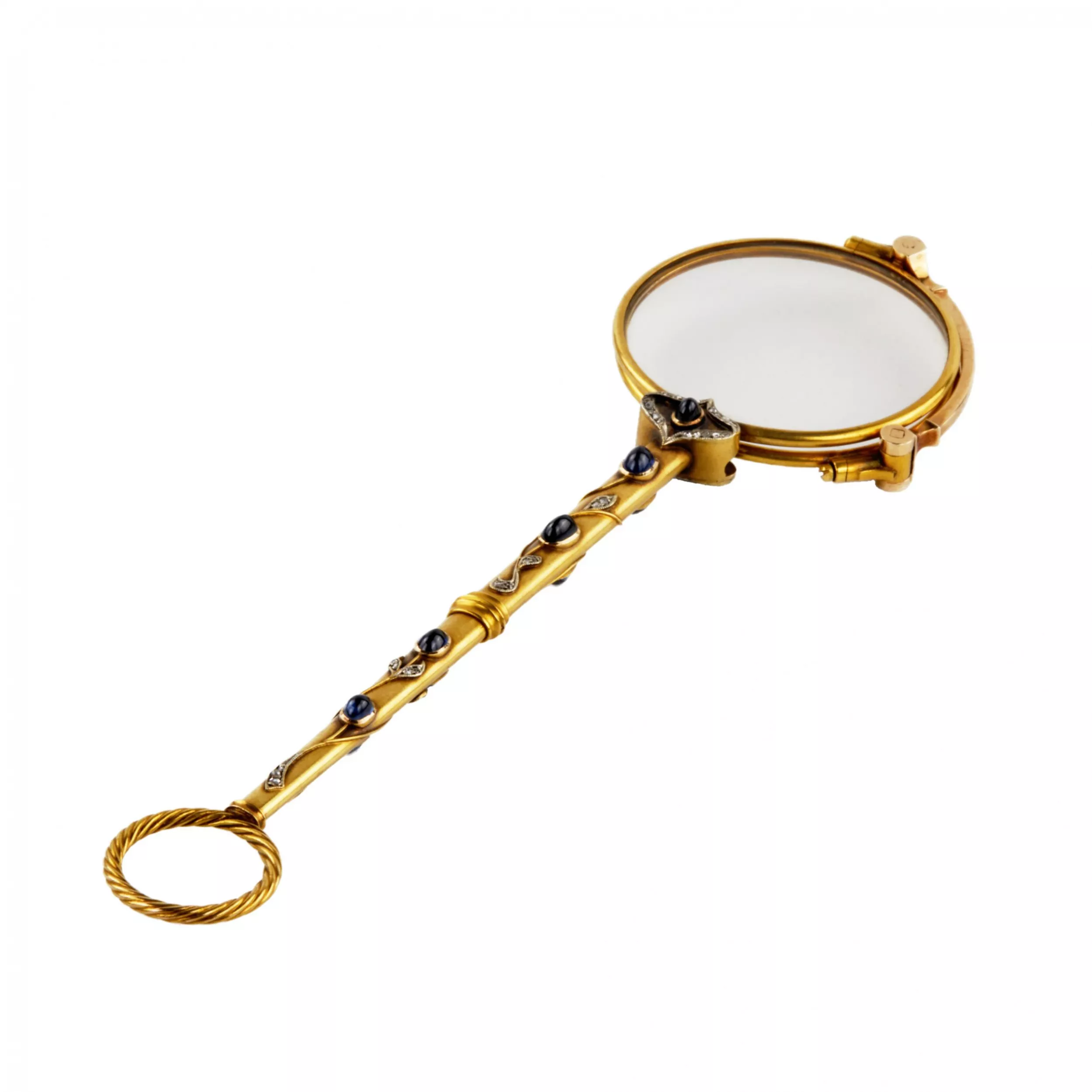 Superbe lorgnette en or valeur de dosage 56 avec pierres precieuses. 