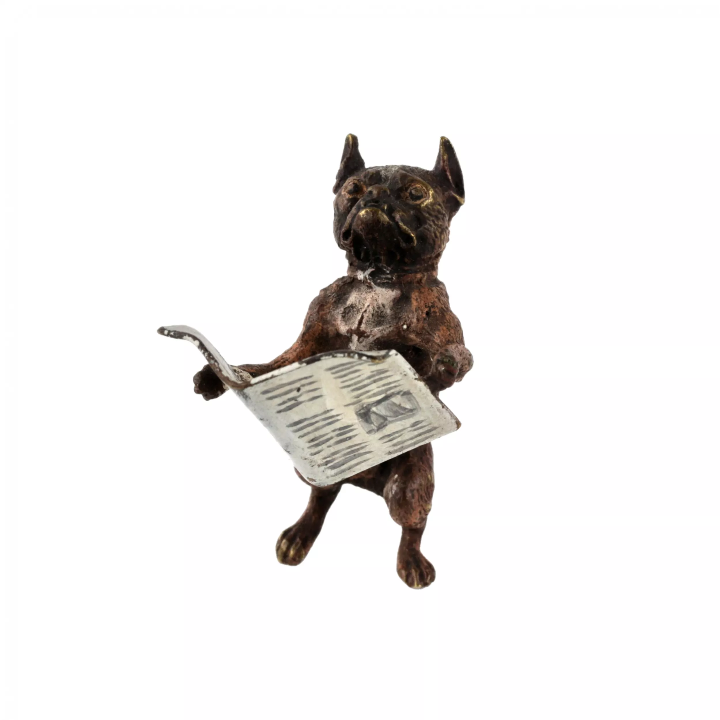 Miniature en bronze de Vienne Chien au journal. 