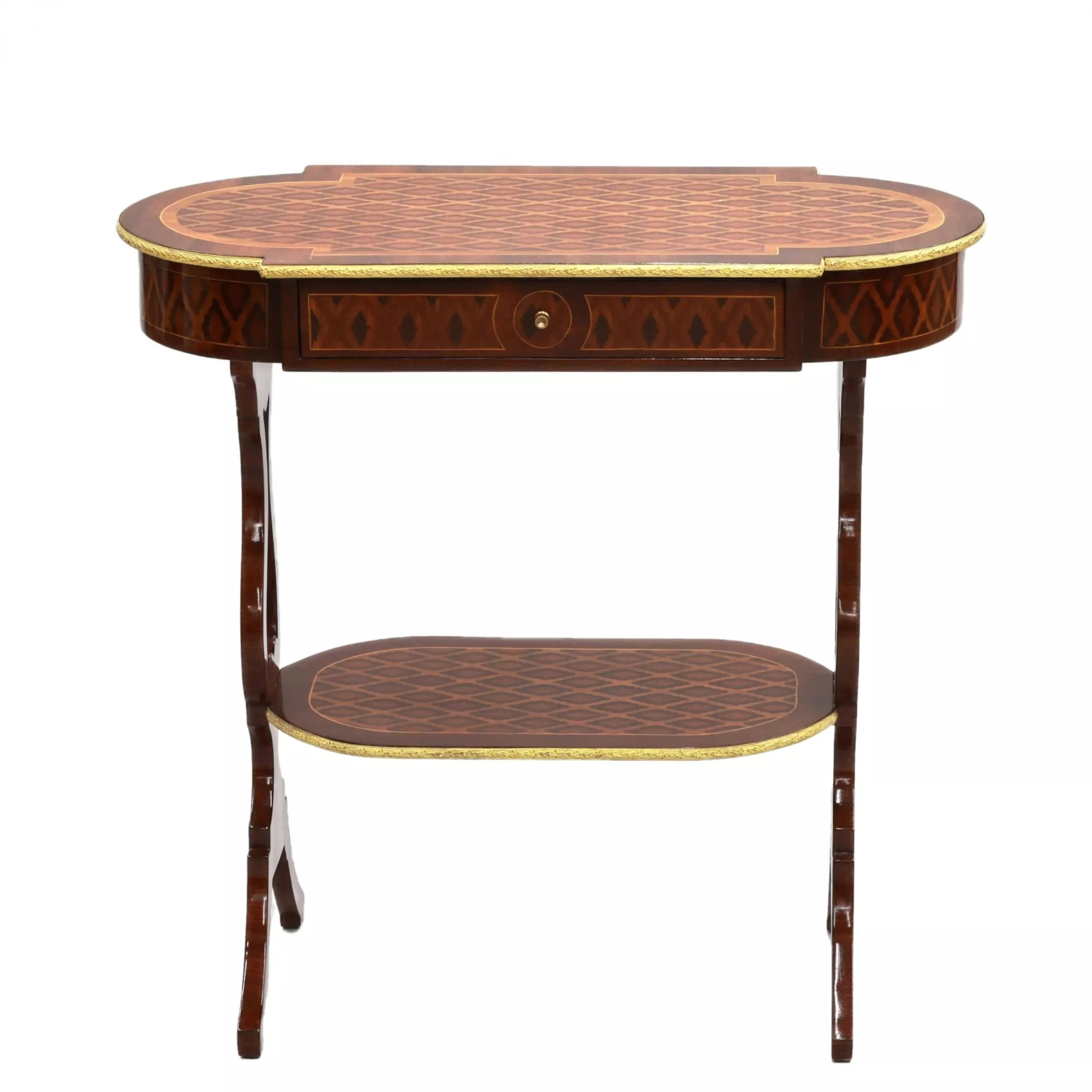 Table de salon en acajou avec marqueterie. 