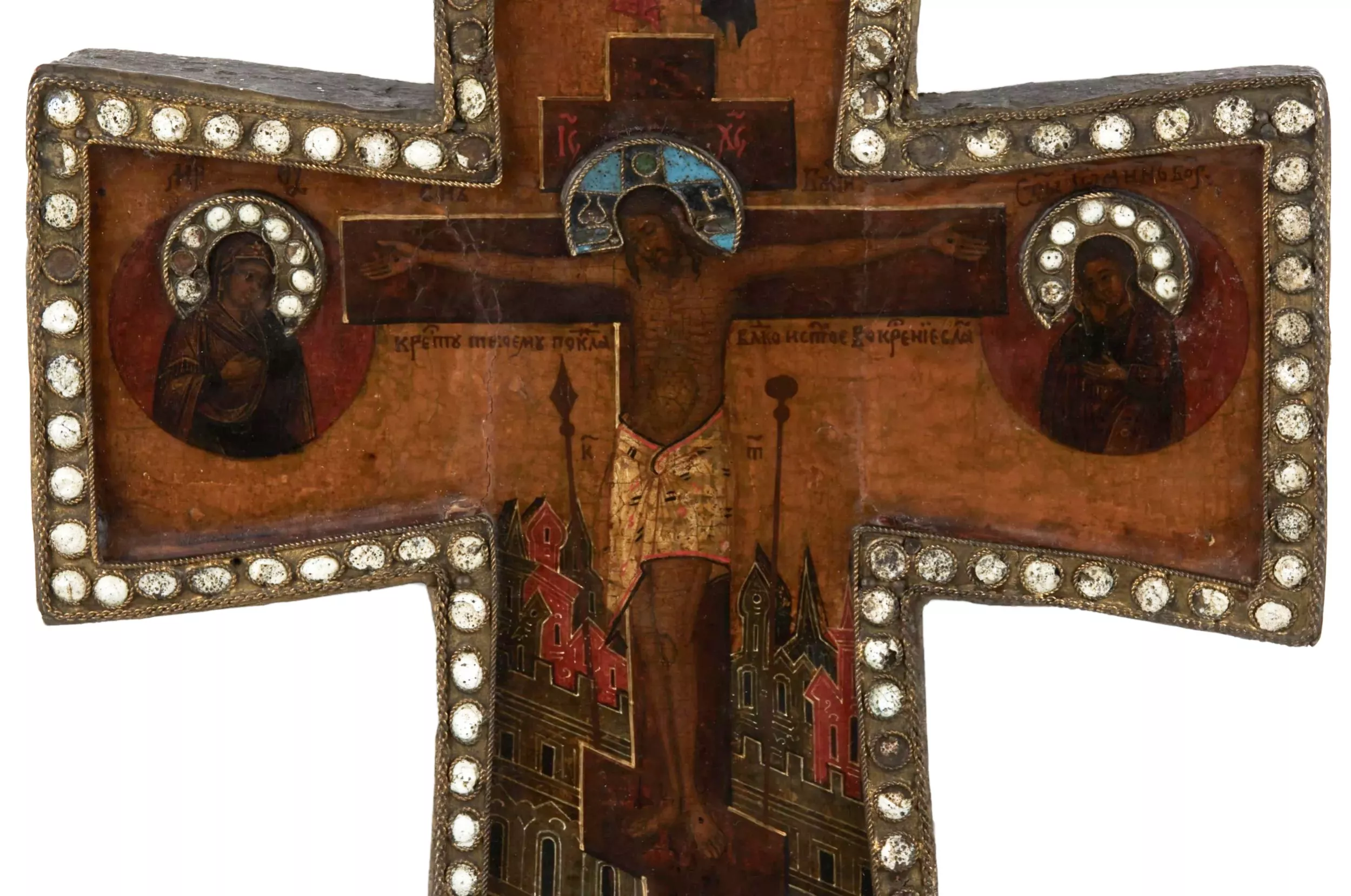 Lantique Crucifixion du Sauveur - Calvaire avec ceux à venir. Russie. Fin XVIIe - debut XVIIIe siècles 