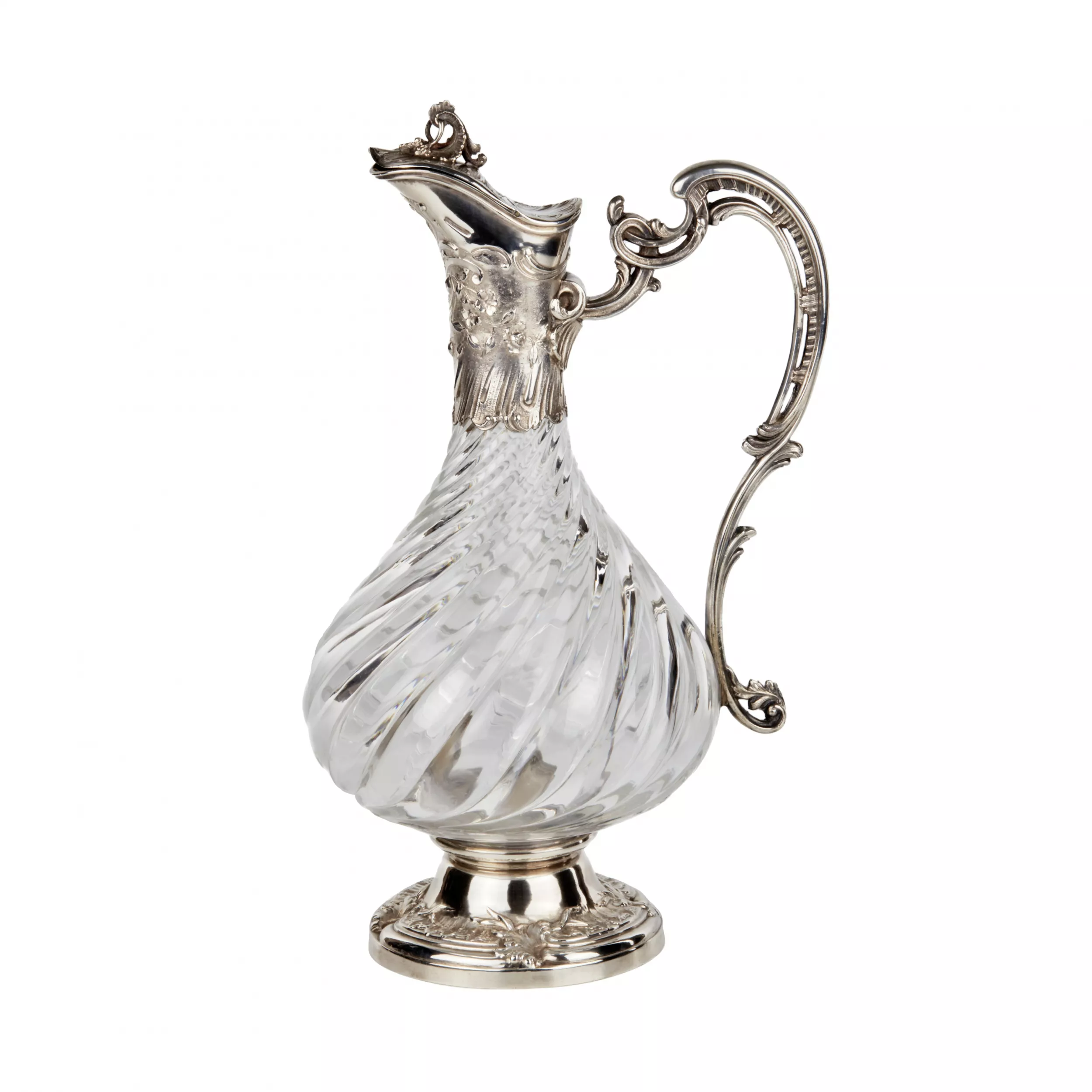 Pichet à vin français. Verre en argent. 
