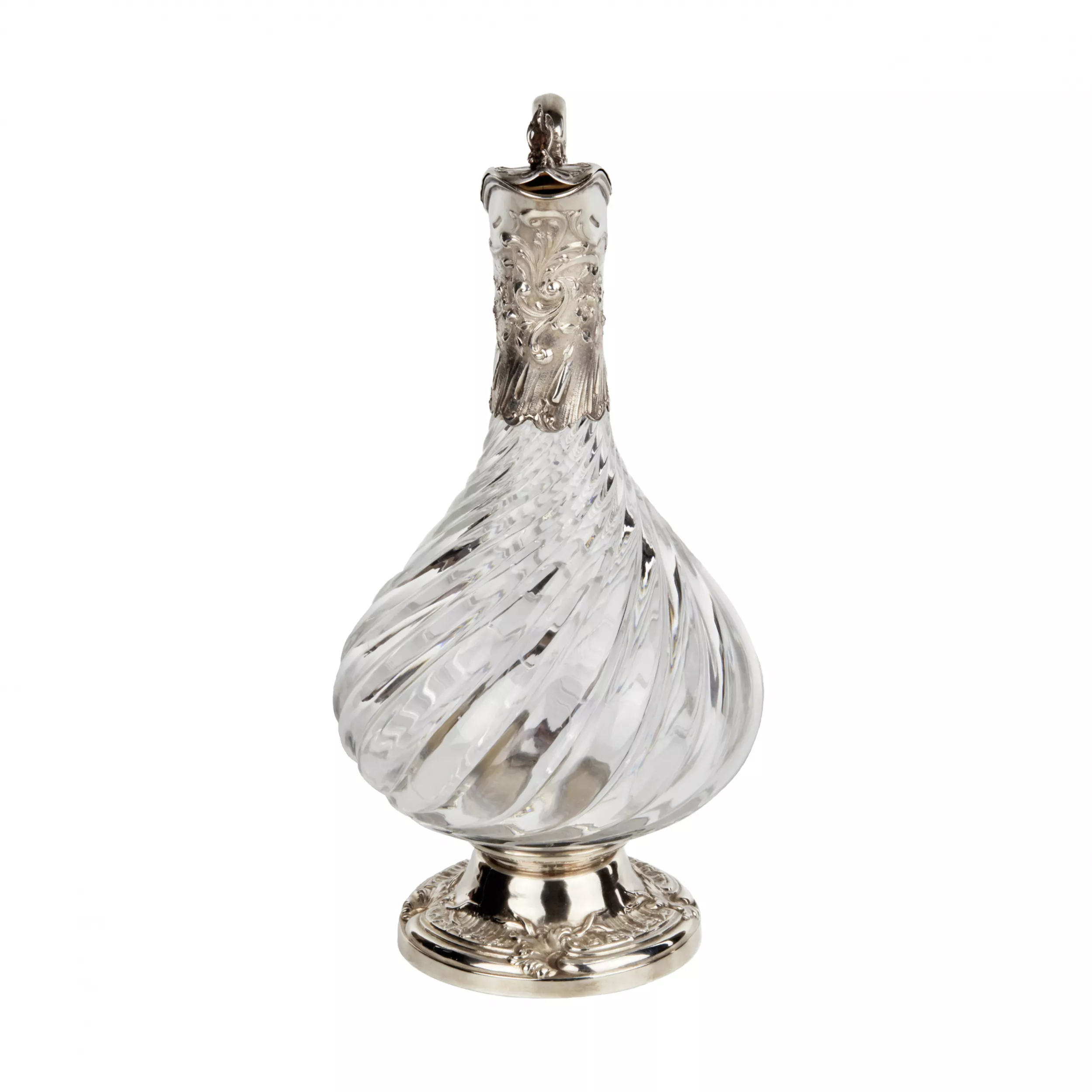 Pichet à vin français. Verre en argent. 
