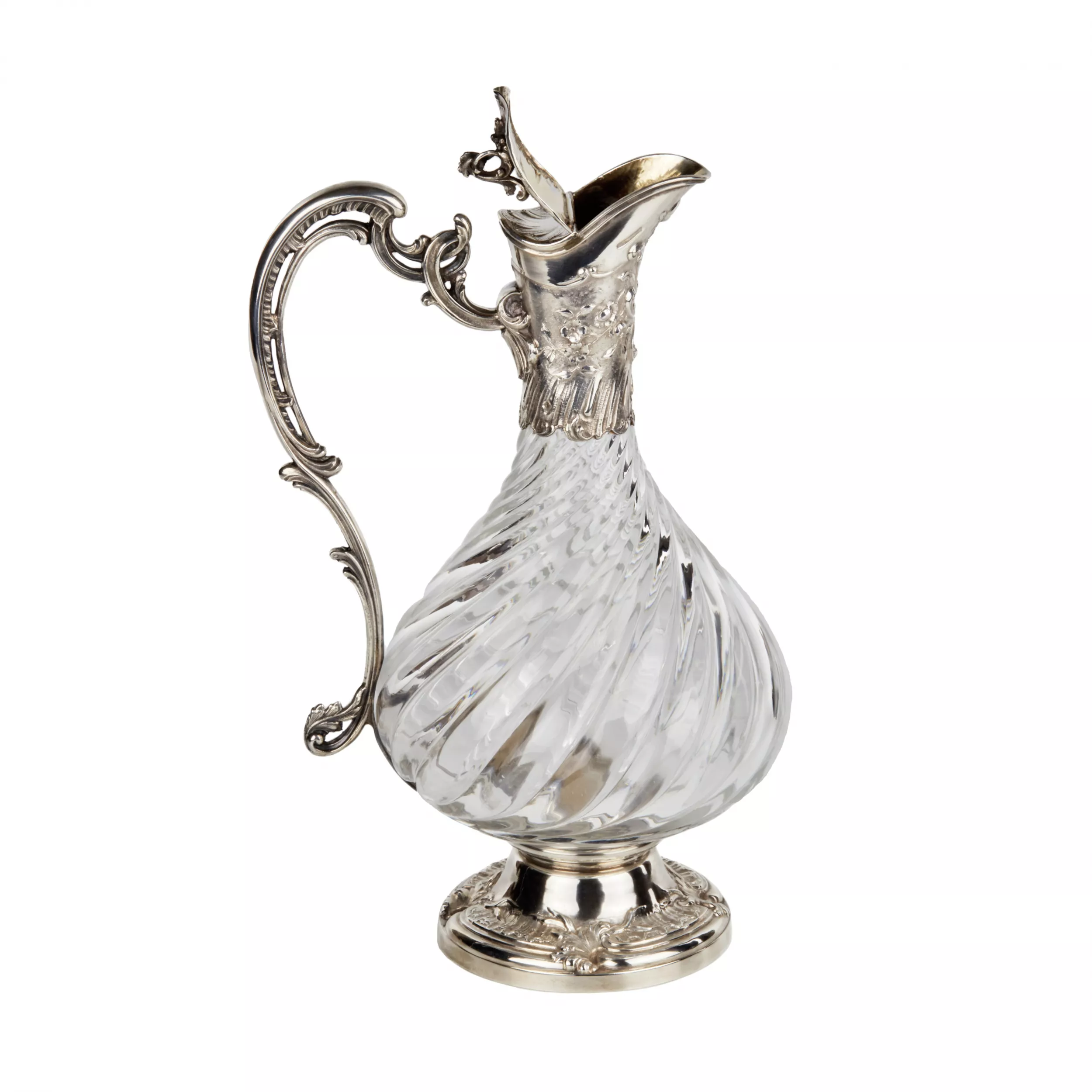 Pichet à vin français. Verre en argent. 
