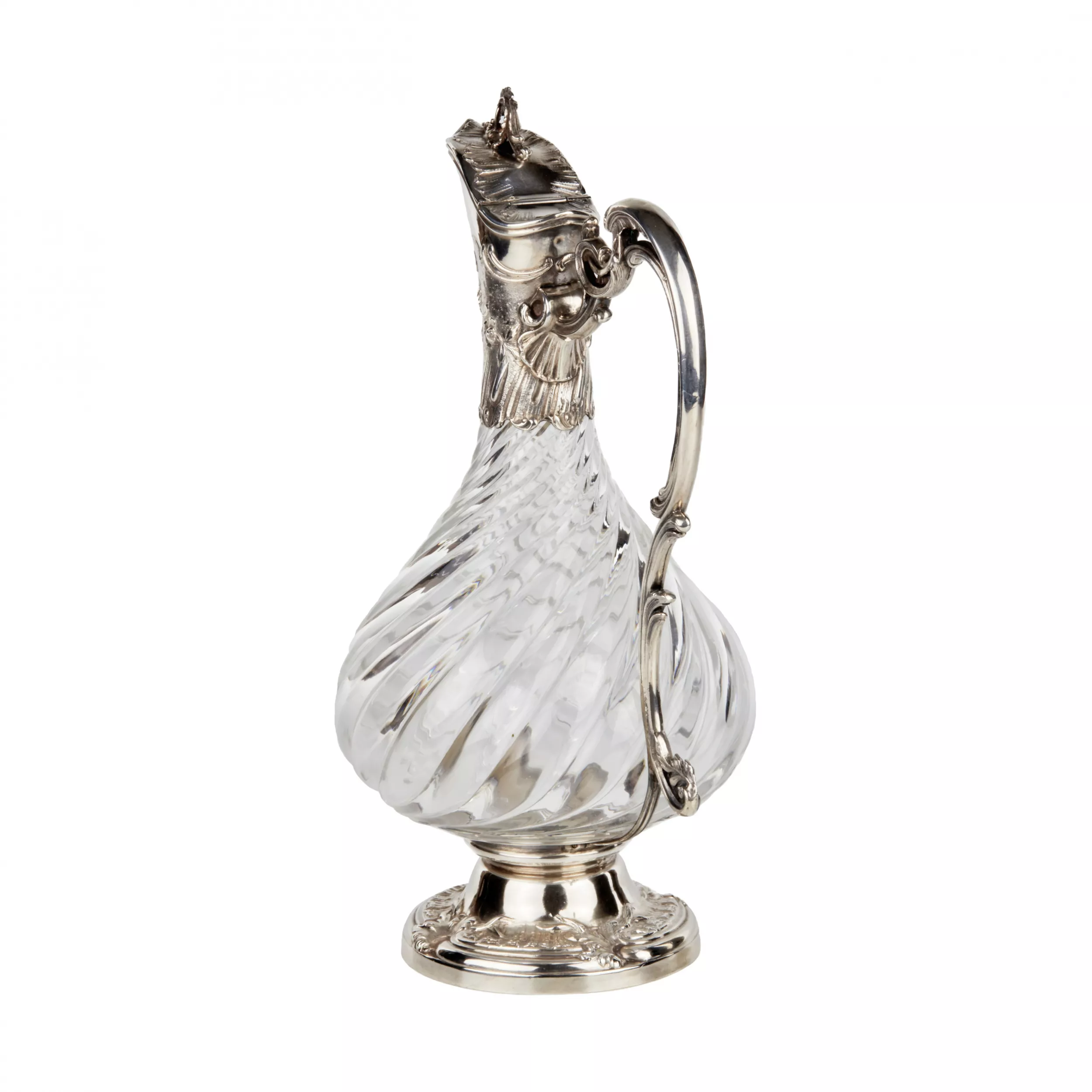 Pichet à vin français. Verre en argent. 