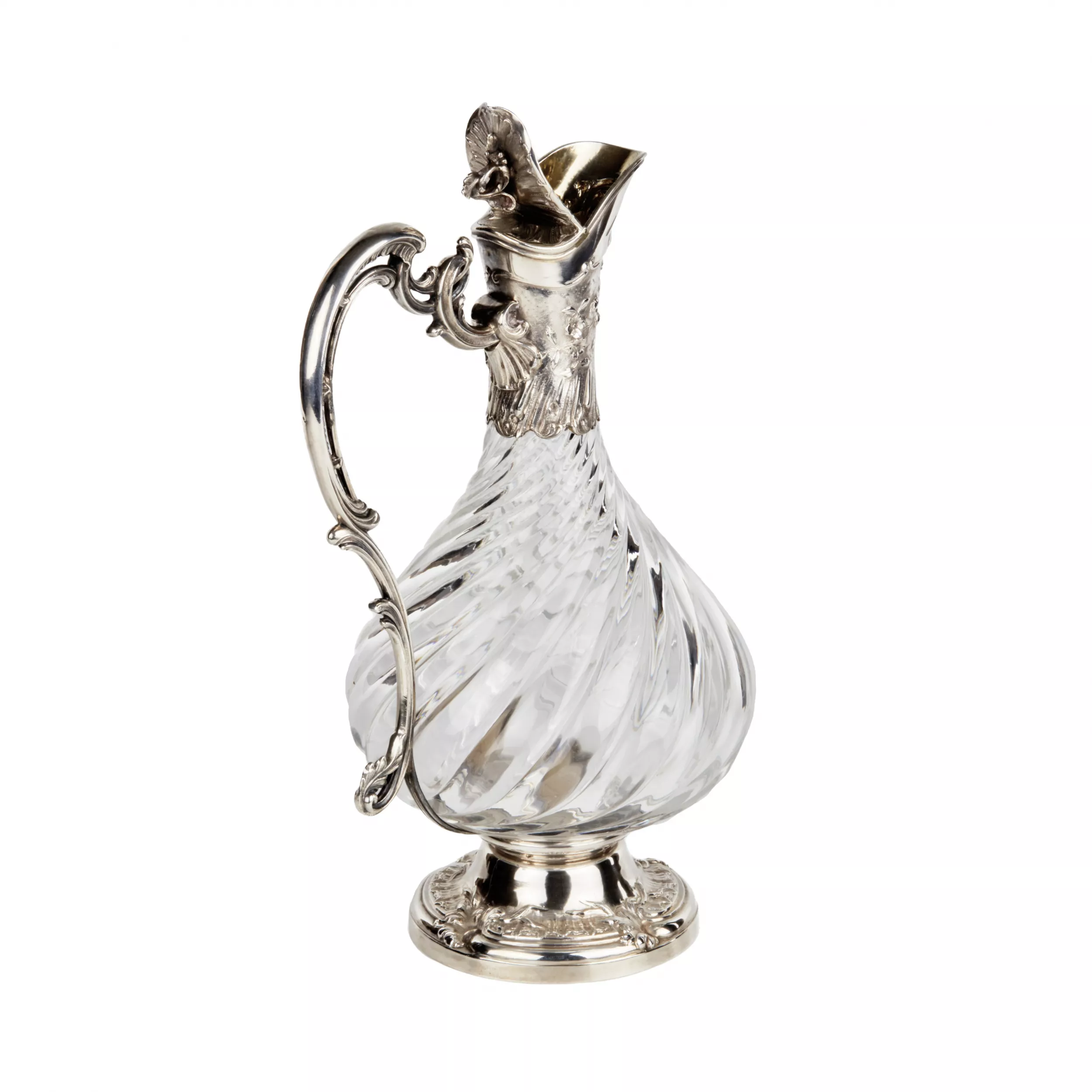Pichet à vin français. Verre en argent. 