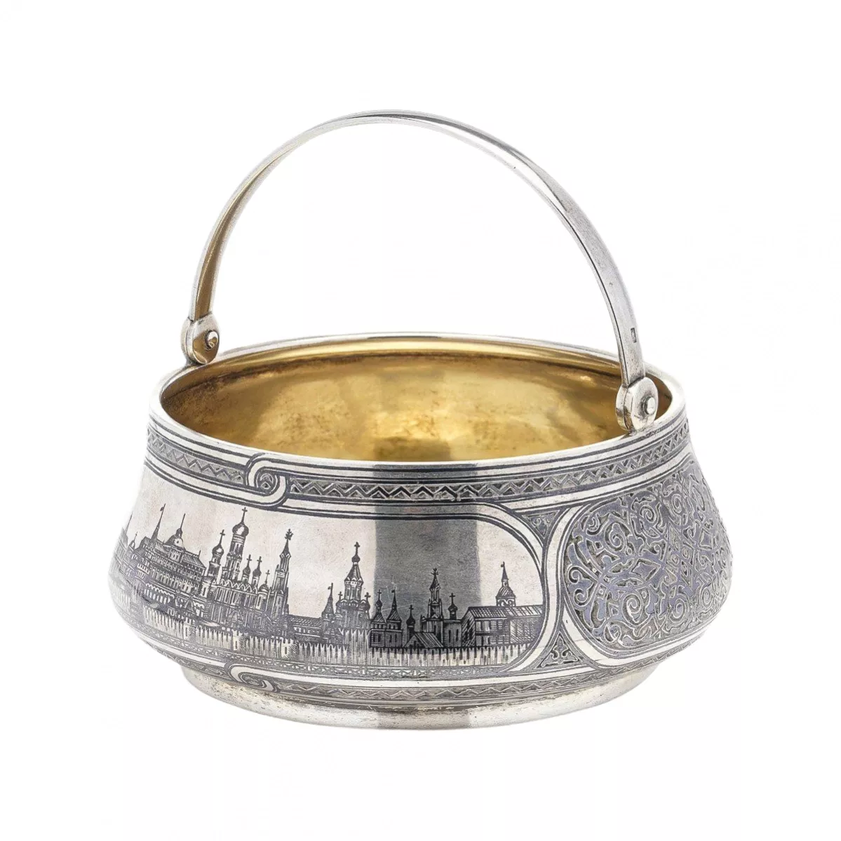 ANCIEN 19thC RUSSE ARGENT MASSIF ET SUCRIER NIELLO, SAZIKOV c.1891 