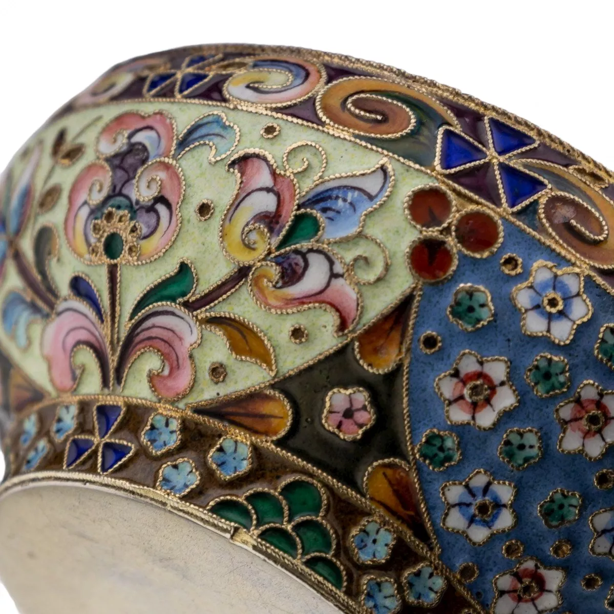 Russian silver ladle with enamels in the style of Russian Art Nouveau. 